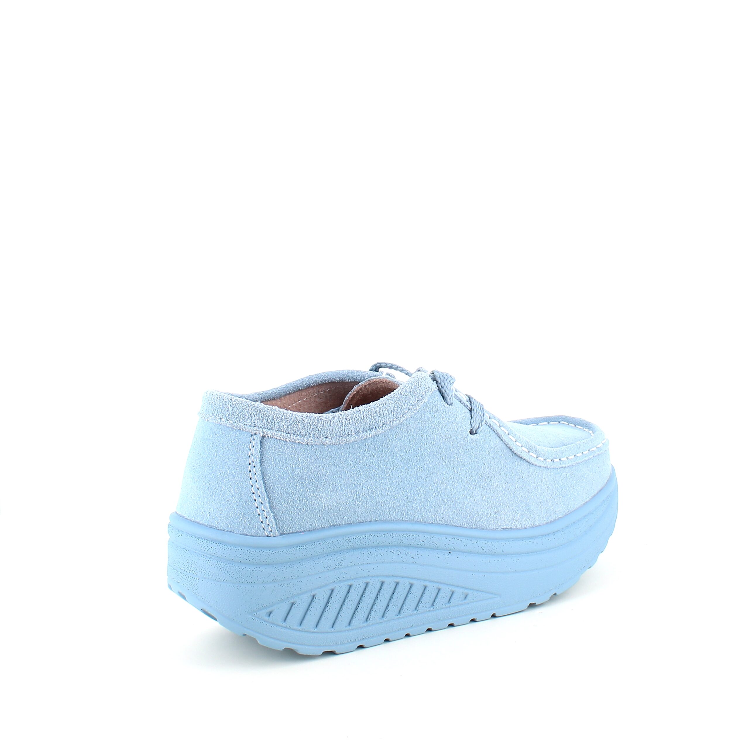 Lyseblå ruskindssko med gængesål og svangstøtte