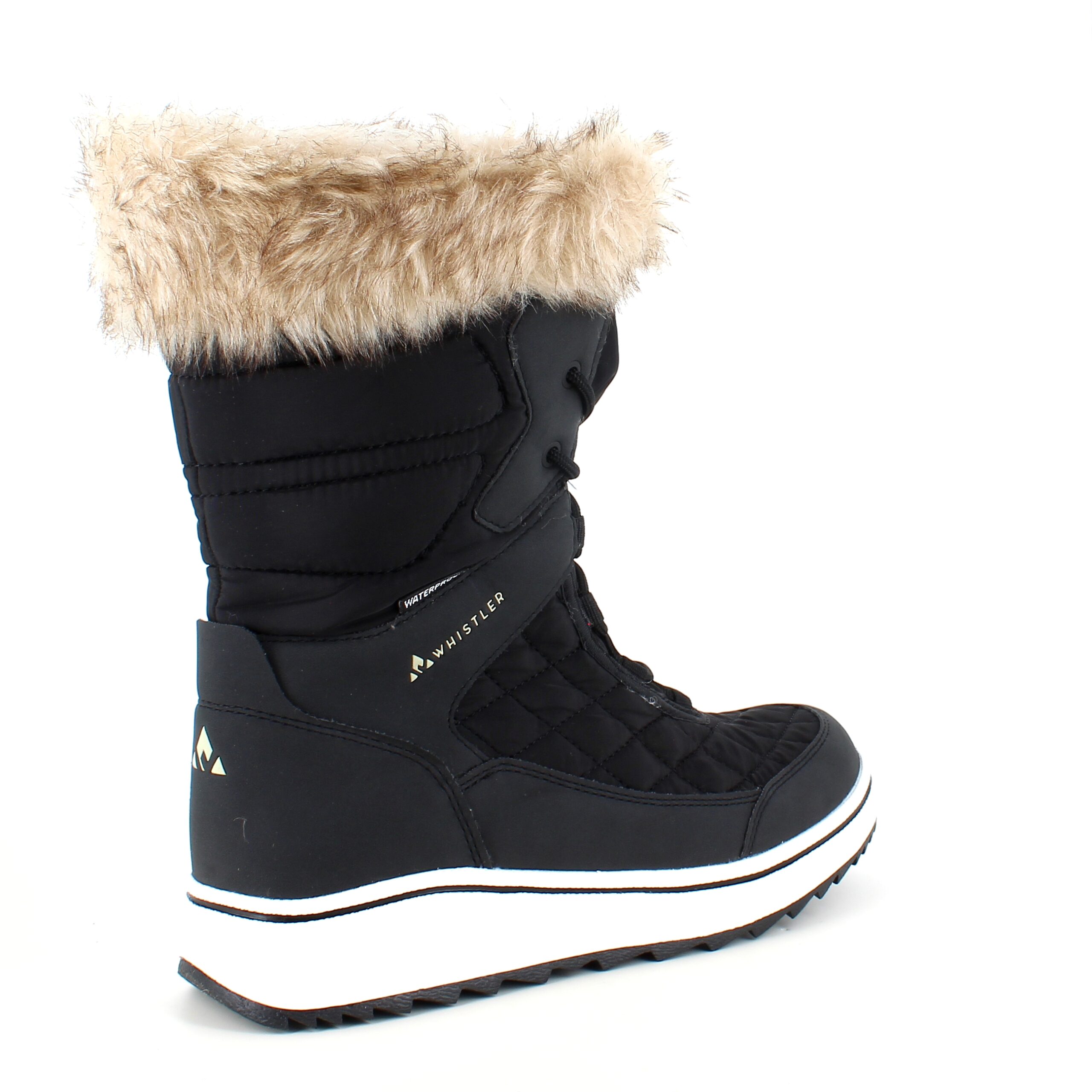 Sort vandtæt vinterstøvle fra Whistler med pels kant