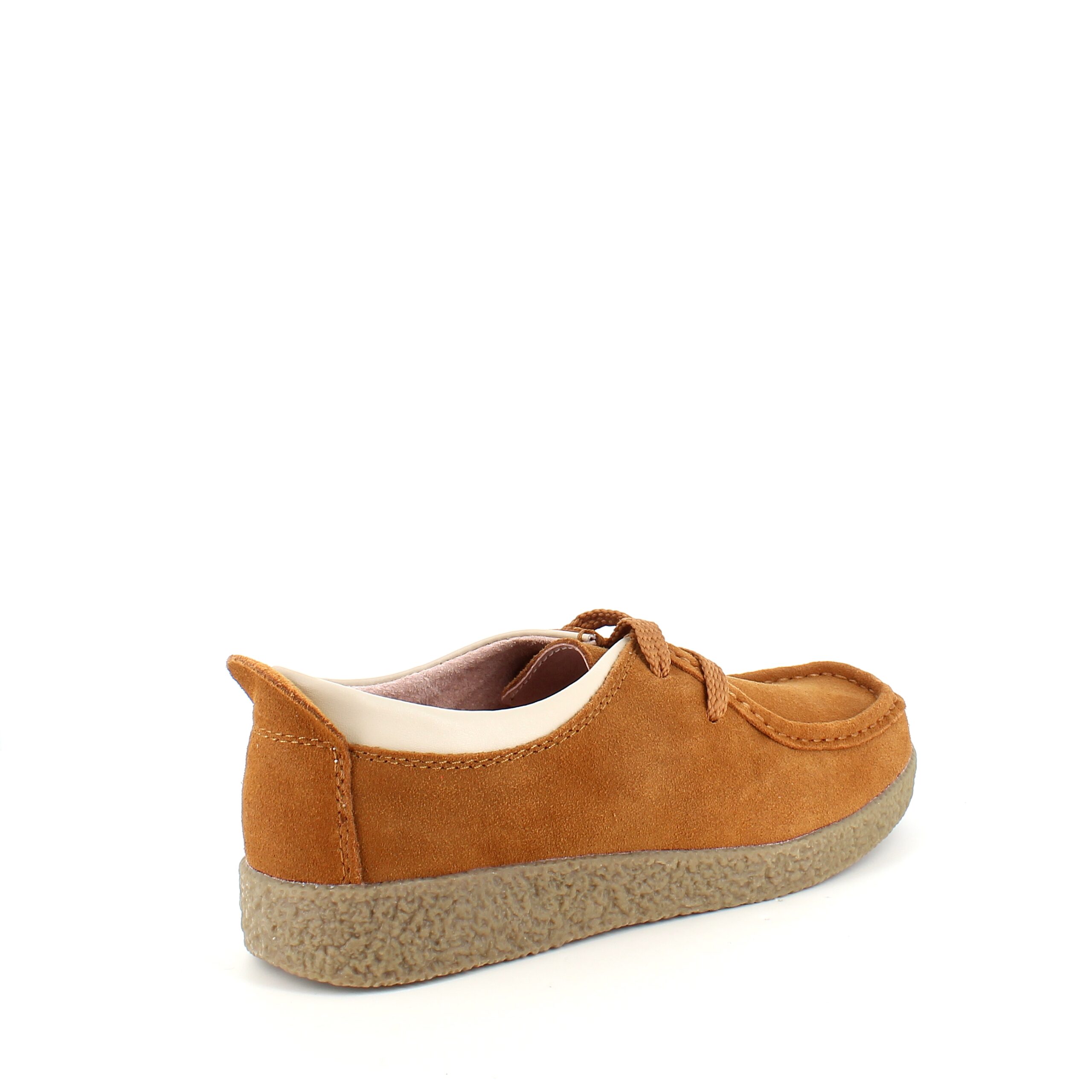 Lys brun ruskindssko med rågummisål