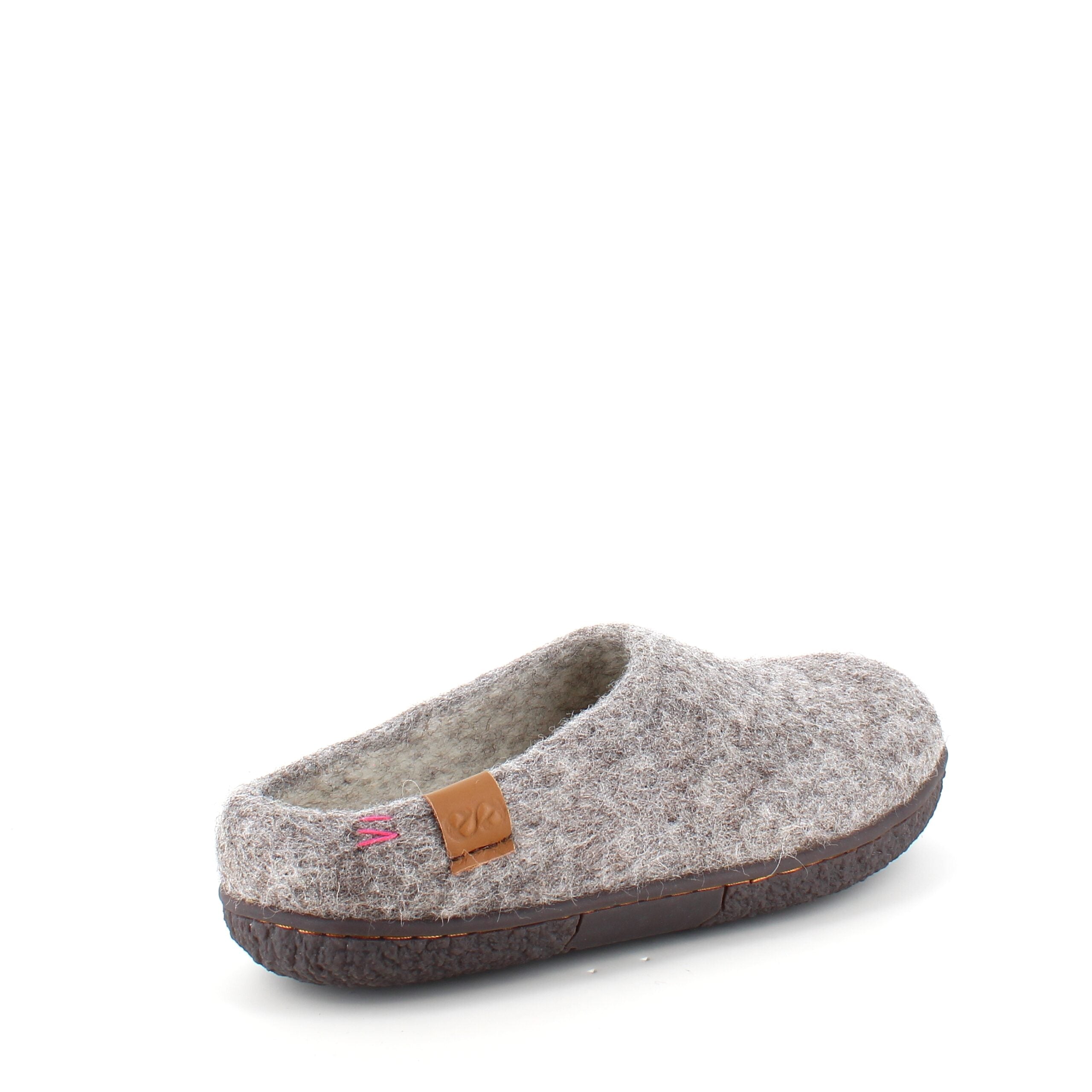 Lav lys grå hjemmesko i uld med skridhæmmende såler fra Green Comfort