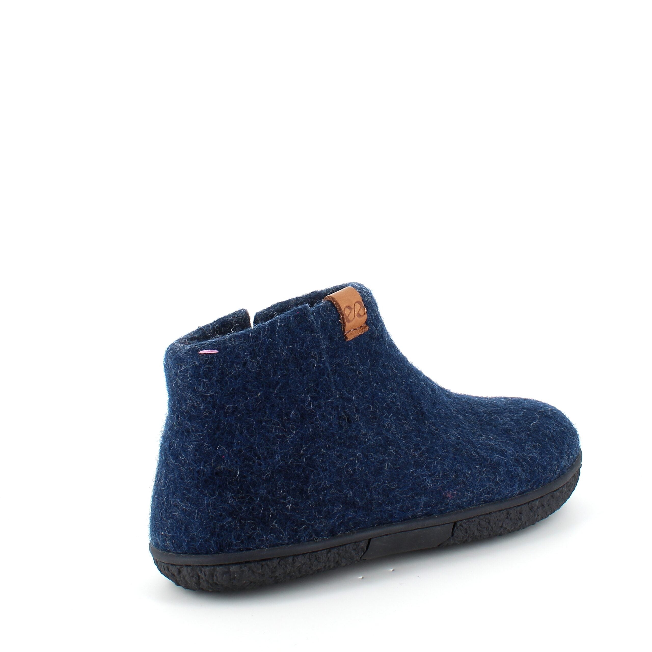 Høj marineblå hjemmesko i uld med skridhæmmende såler fra Green Comfort