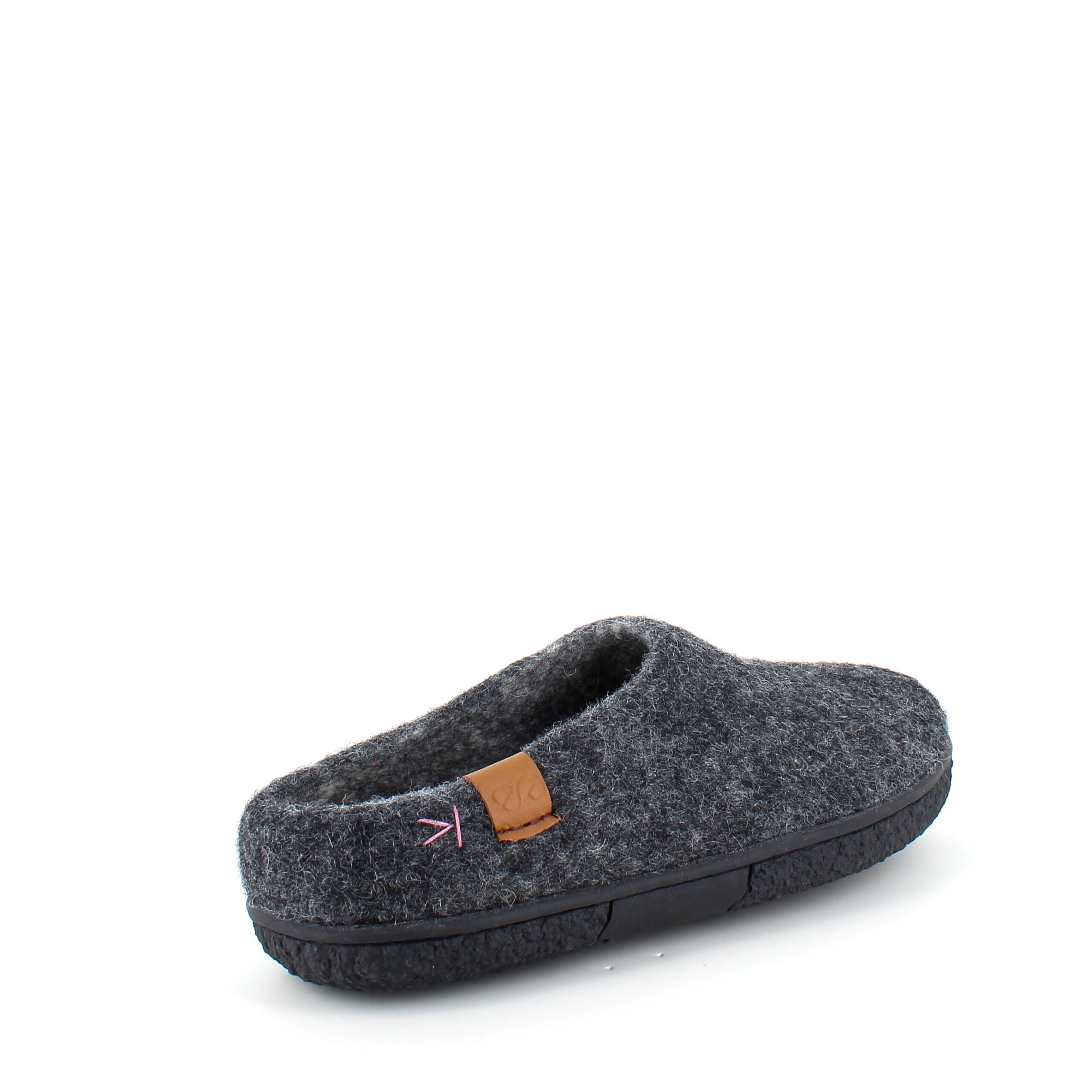 Lav mørk grå hjemmesko i uld med skridhæmmende såler fra Green Comfort