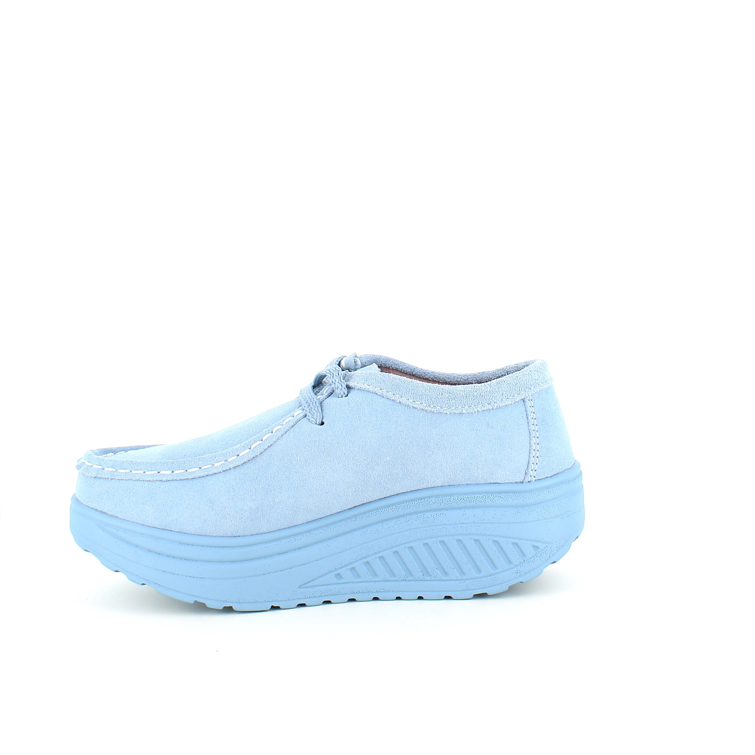 Lyseblå ruskindssko med gængesål og svangstøtte