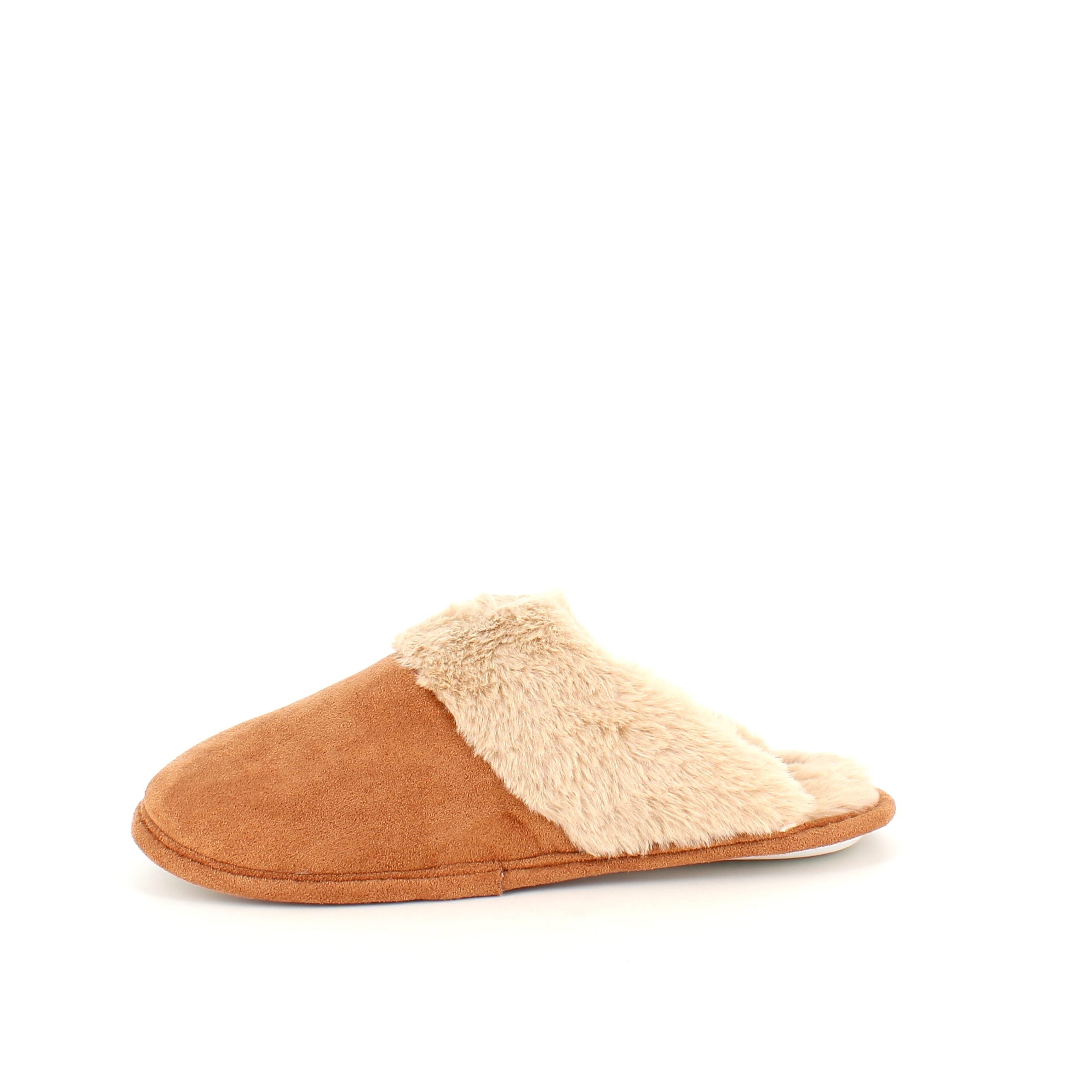 Brun hjemmesko med synlig pelskant