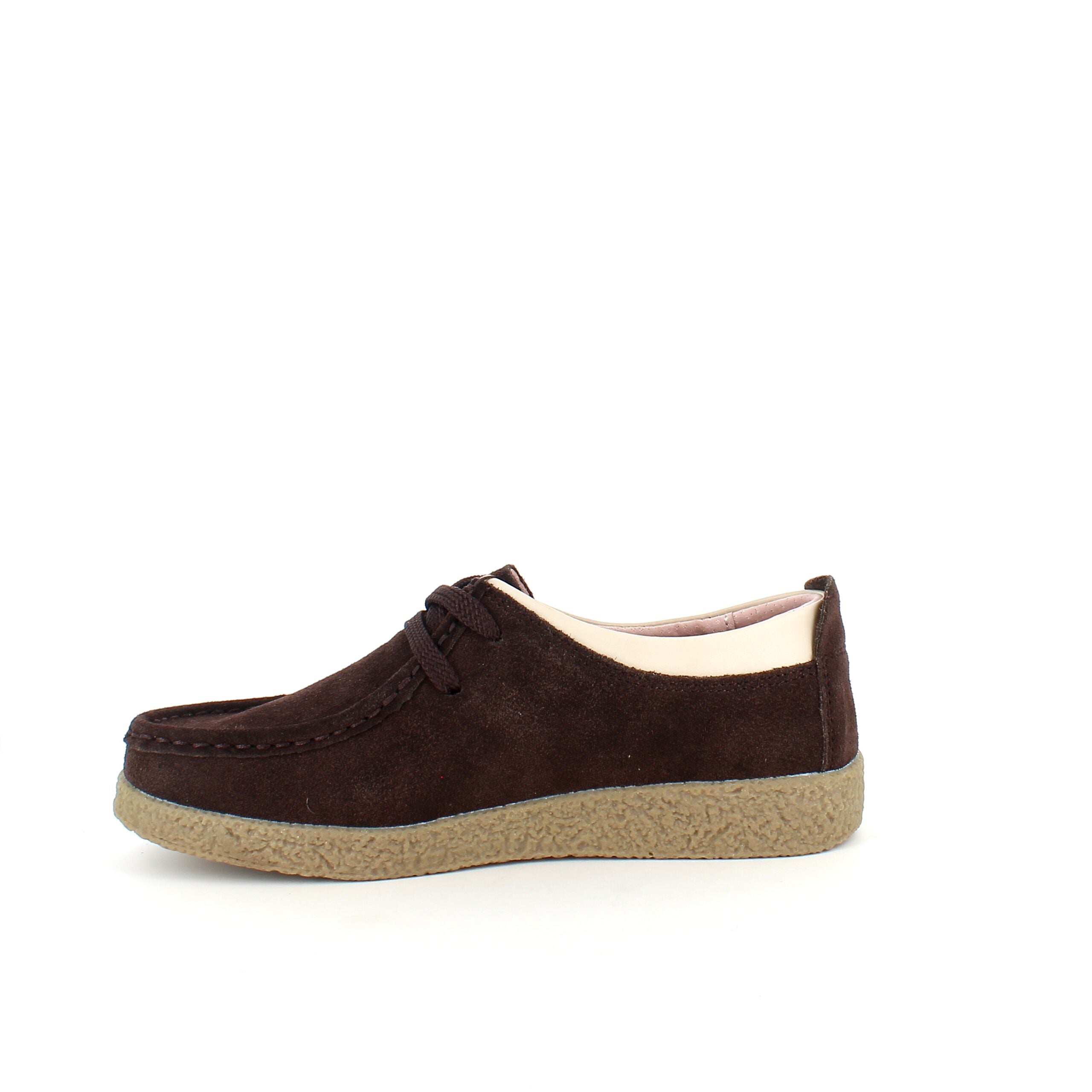 Brun ruskindssko med rågummisål