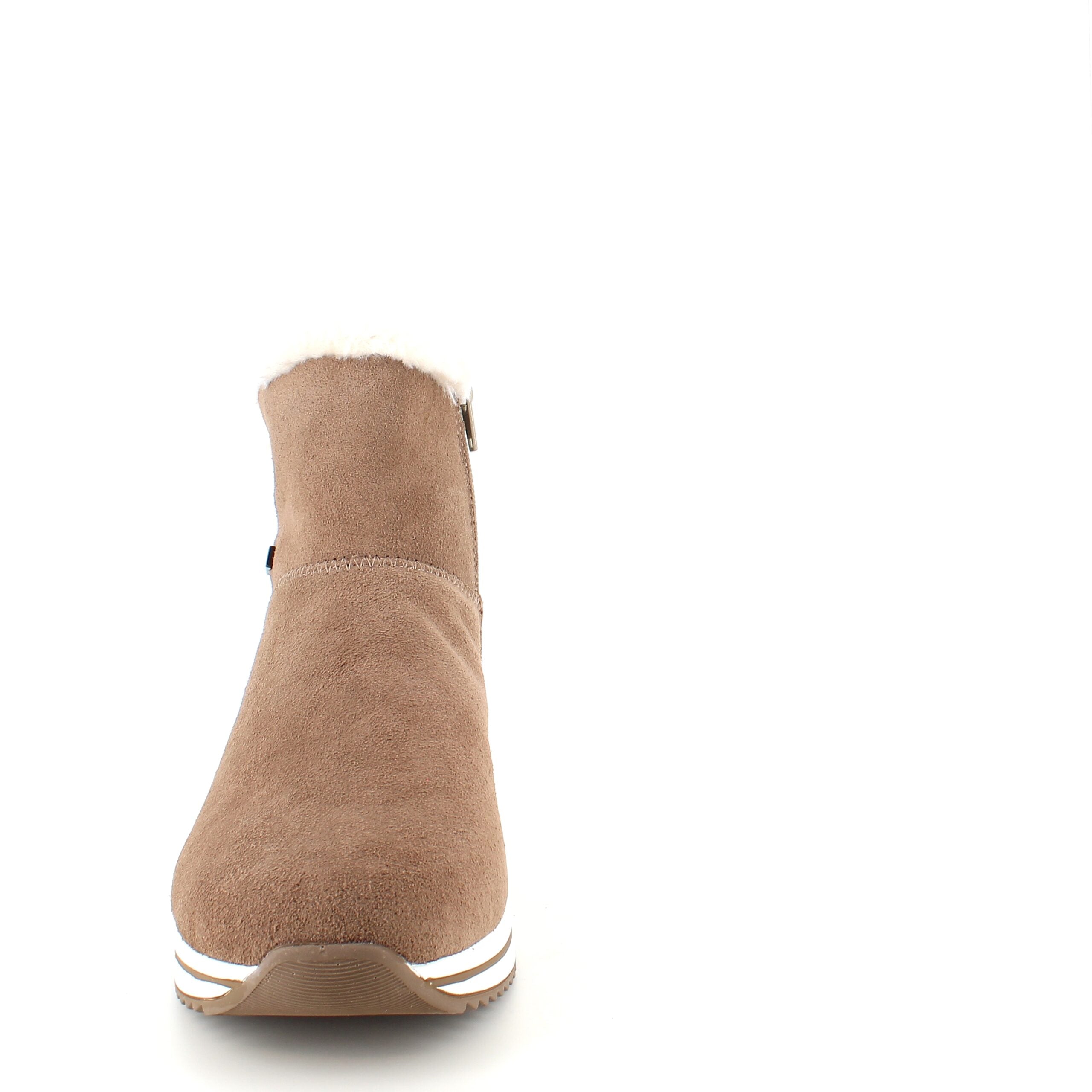 Kort brun Remontestøvle med uldfoer og god bredde