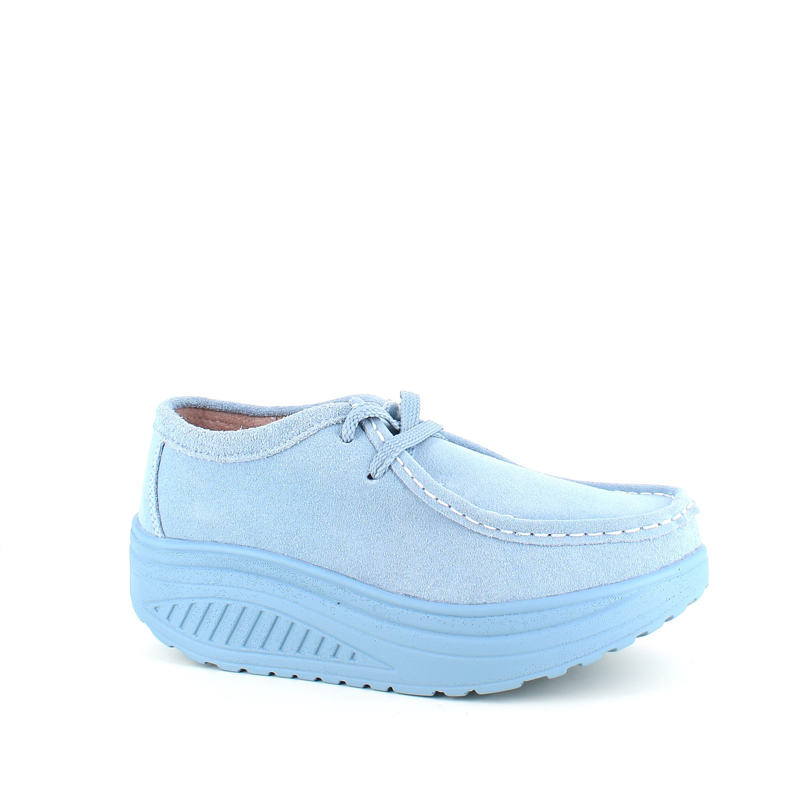 Lyseblå ruskindssko med gængesål og svangstøtte