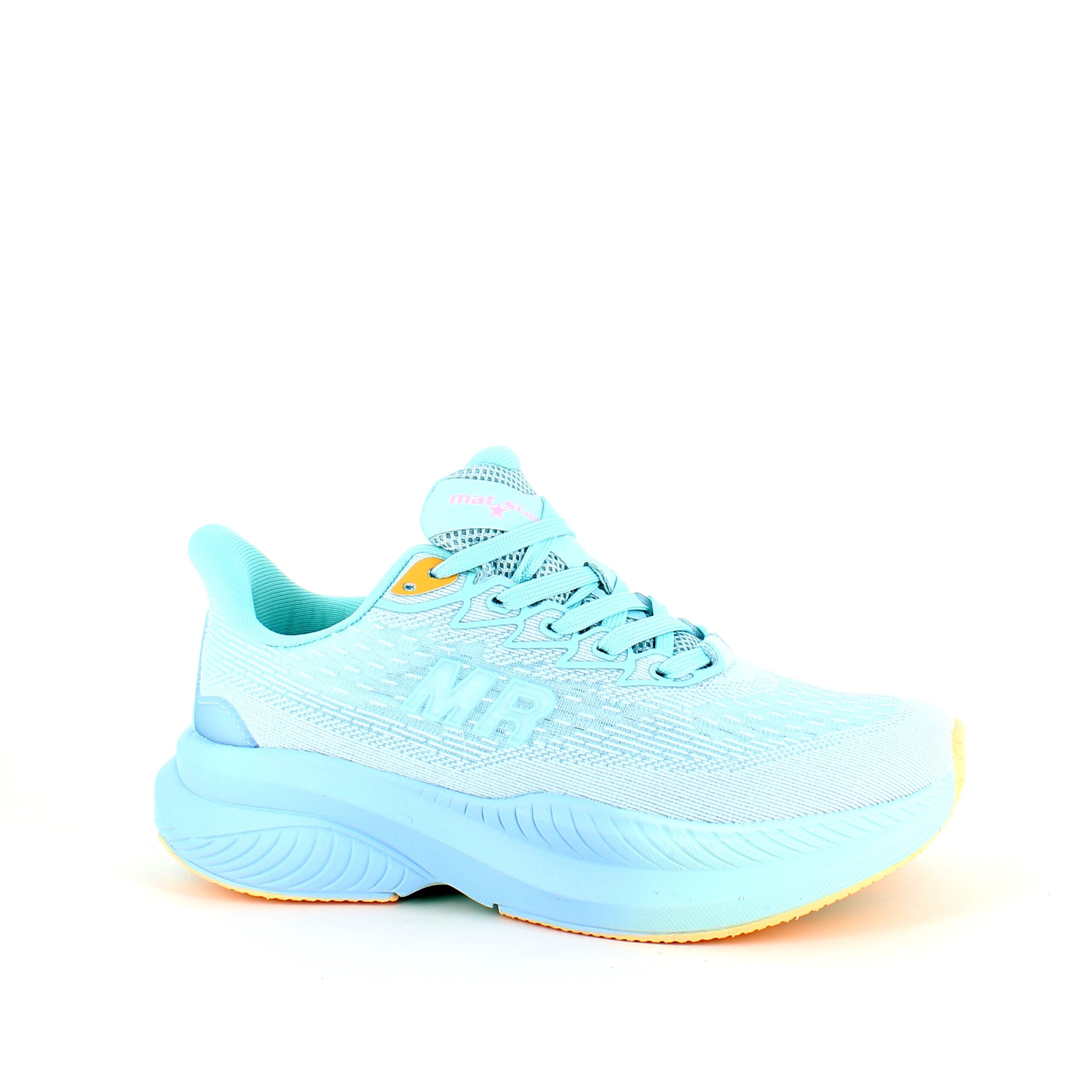 Sporty letvægtssko i turkis og orange