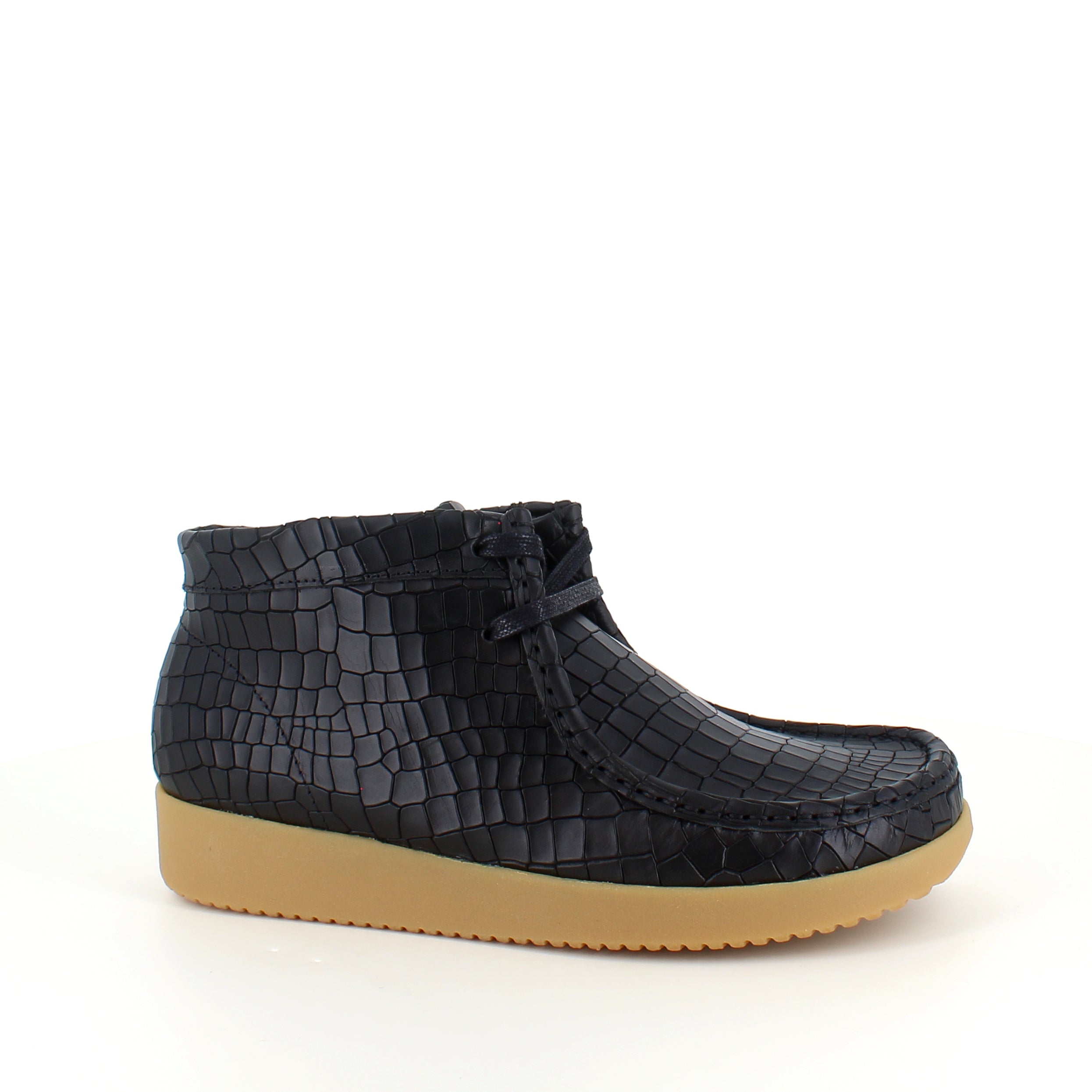 Sort krokodillemønstret støvlet i skind fra Nature