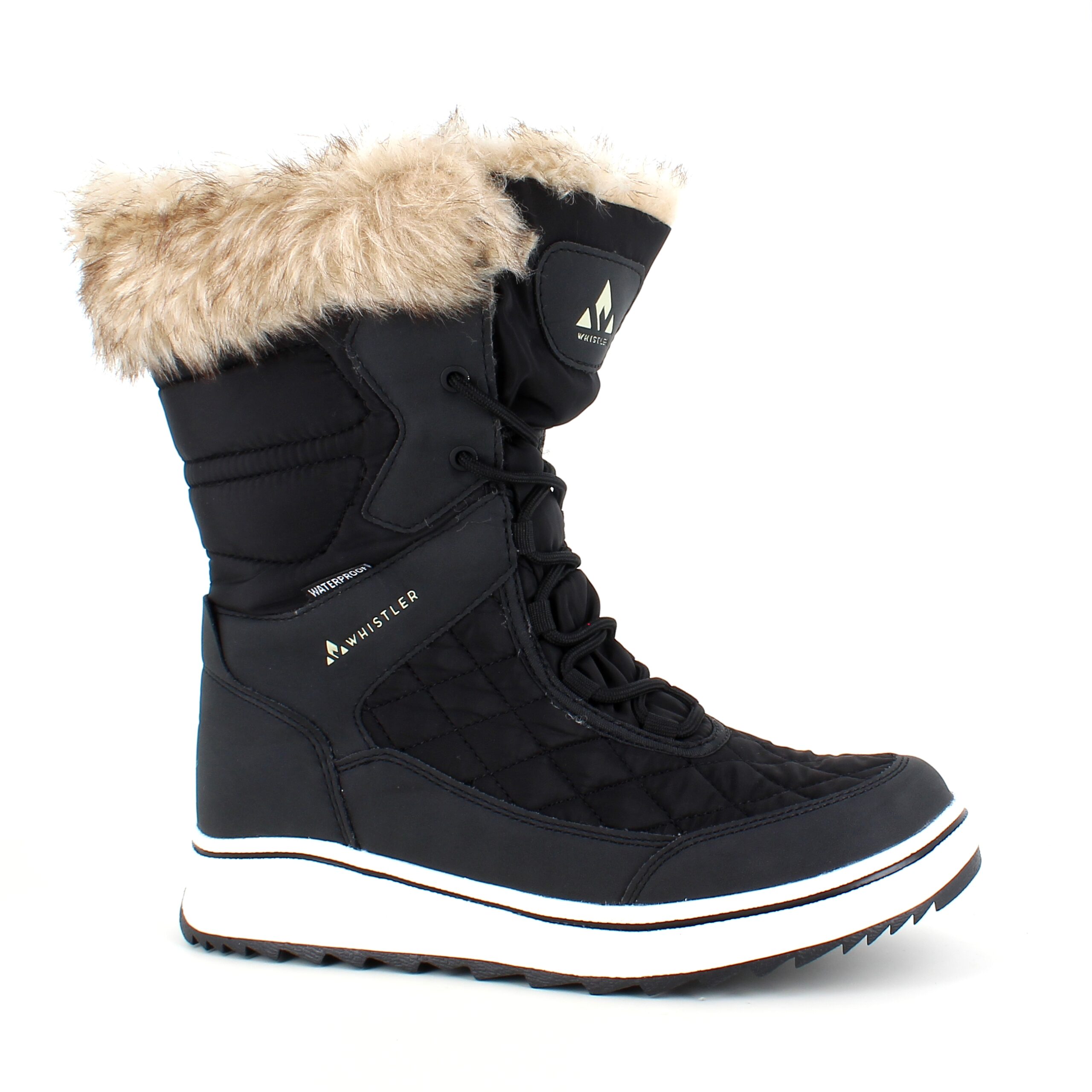 Sort vandtæt vinterstøvle fra Whistler med pels kant