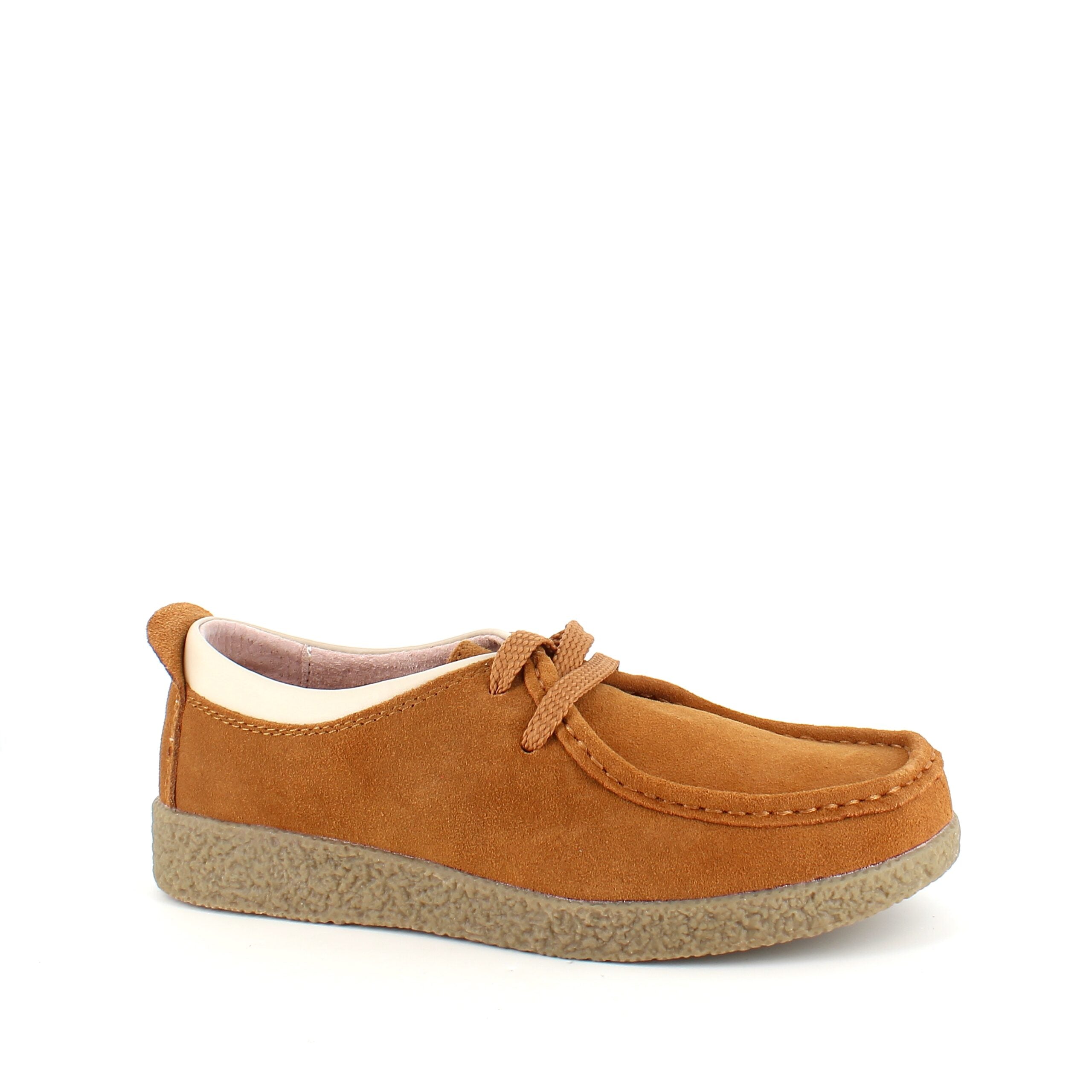 Lys brun ruskindssko med rågummisål