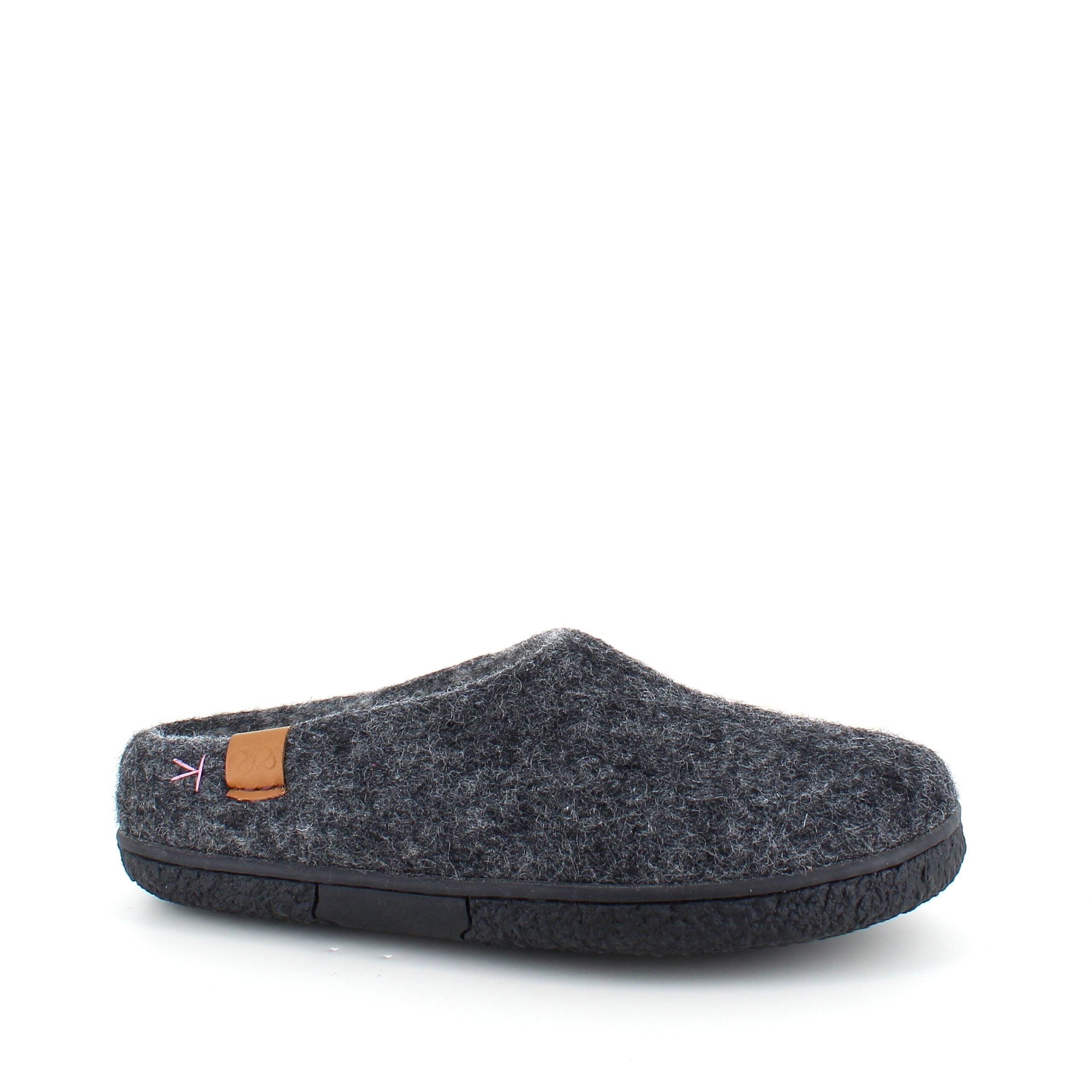 Lav mørk grå hjemmesko i uld med skridhæmmende såler fra Green Comfort
