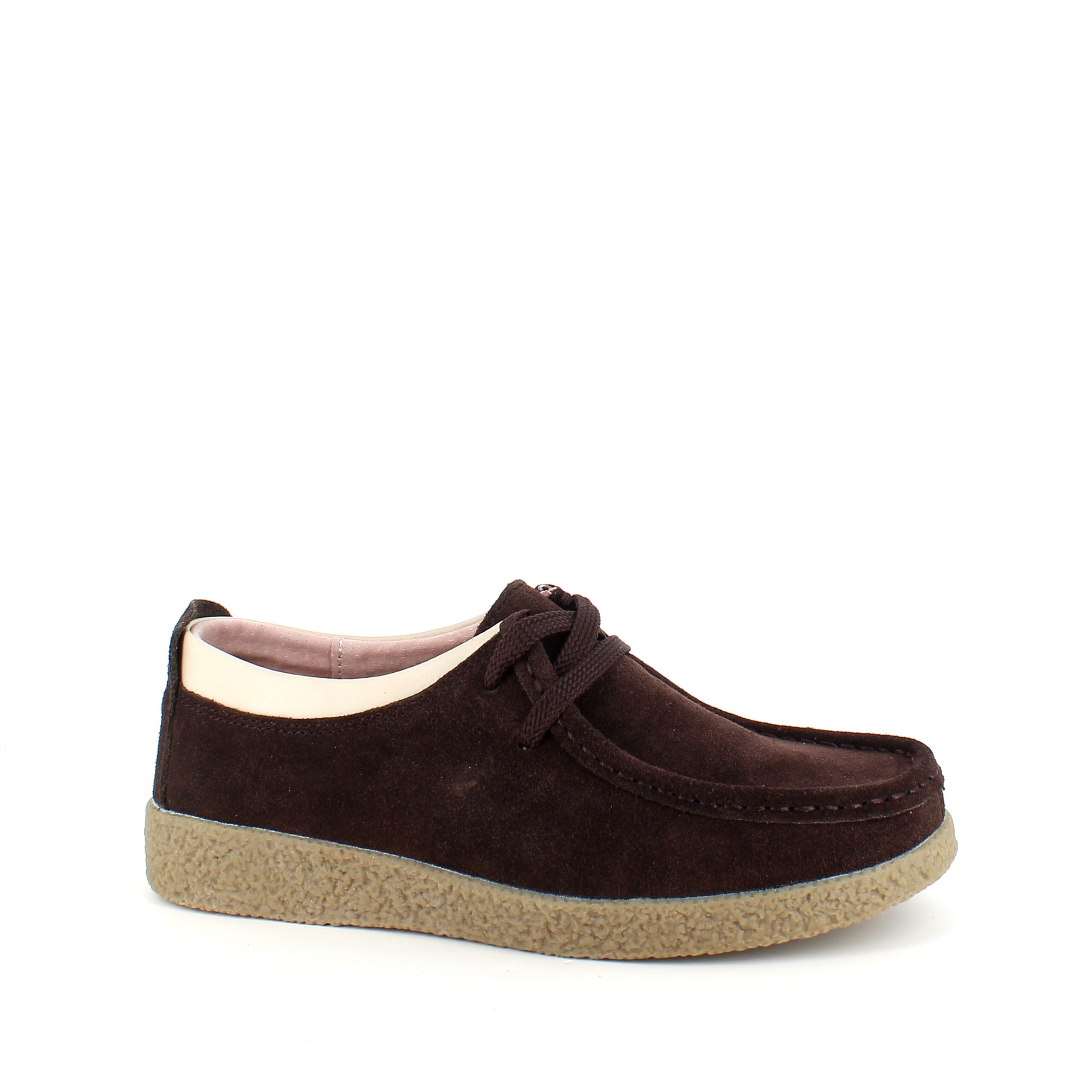 Brun ruskindssko med rågummisål