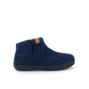 Høj marineblå hjemmesko i uld med skridhæmmende såler fra Green Comfort