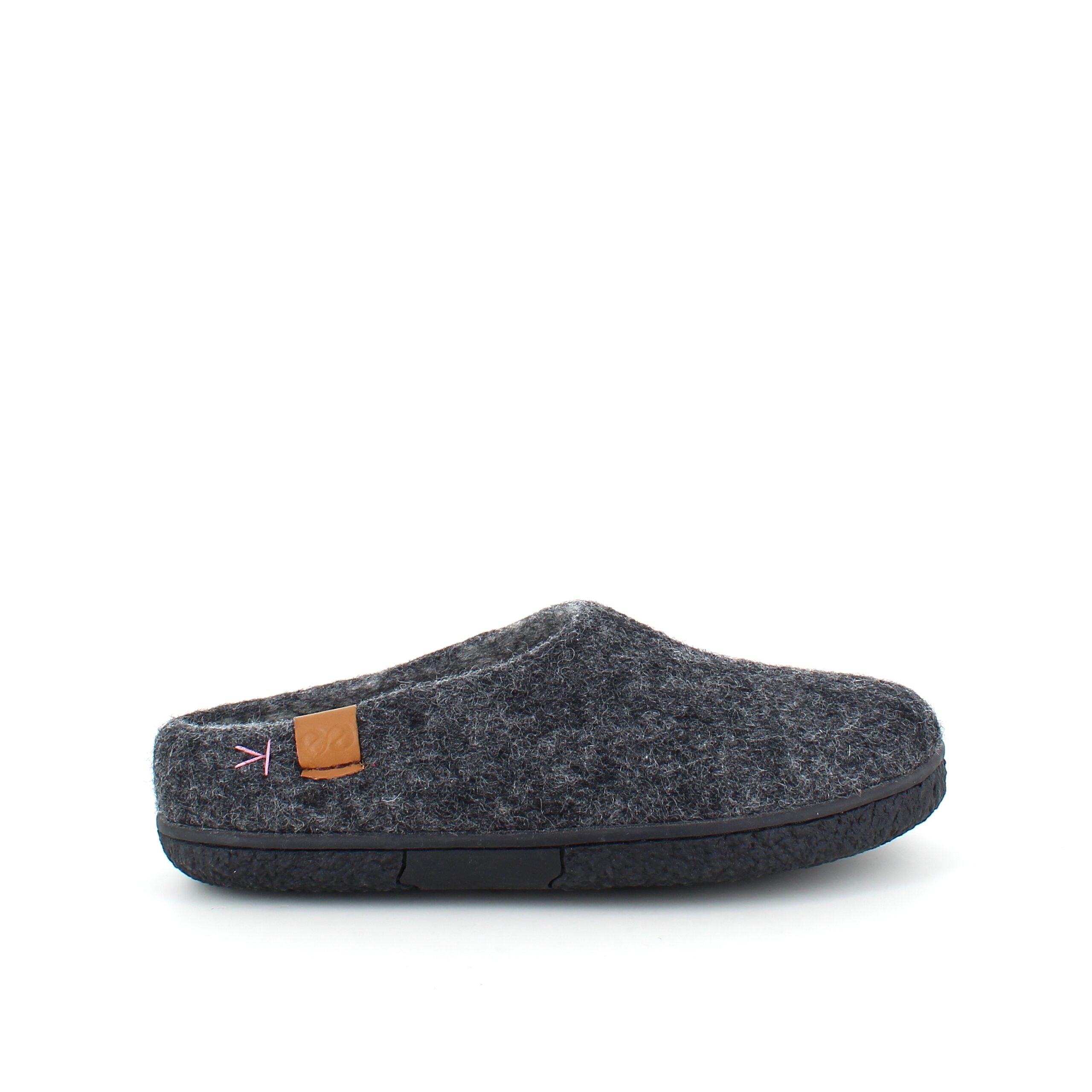 Lav mørk grå hjemmesko i uld med skridhæmmende såler fra Green Comfort