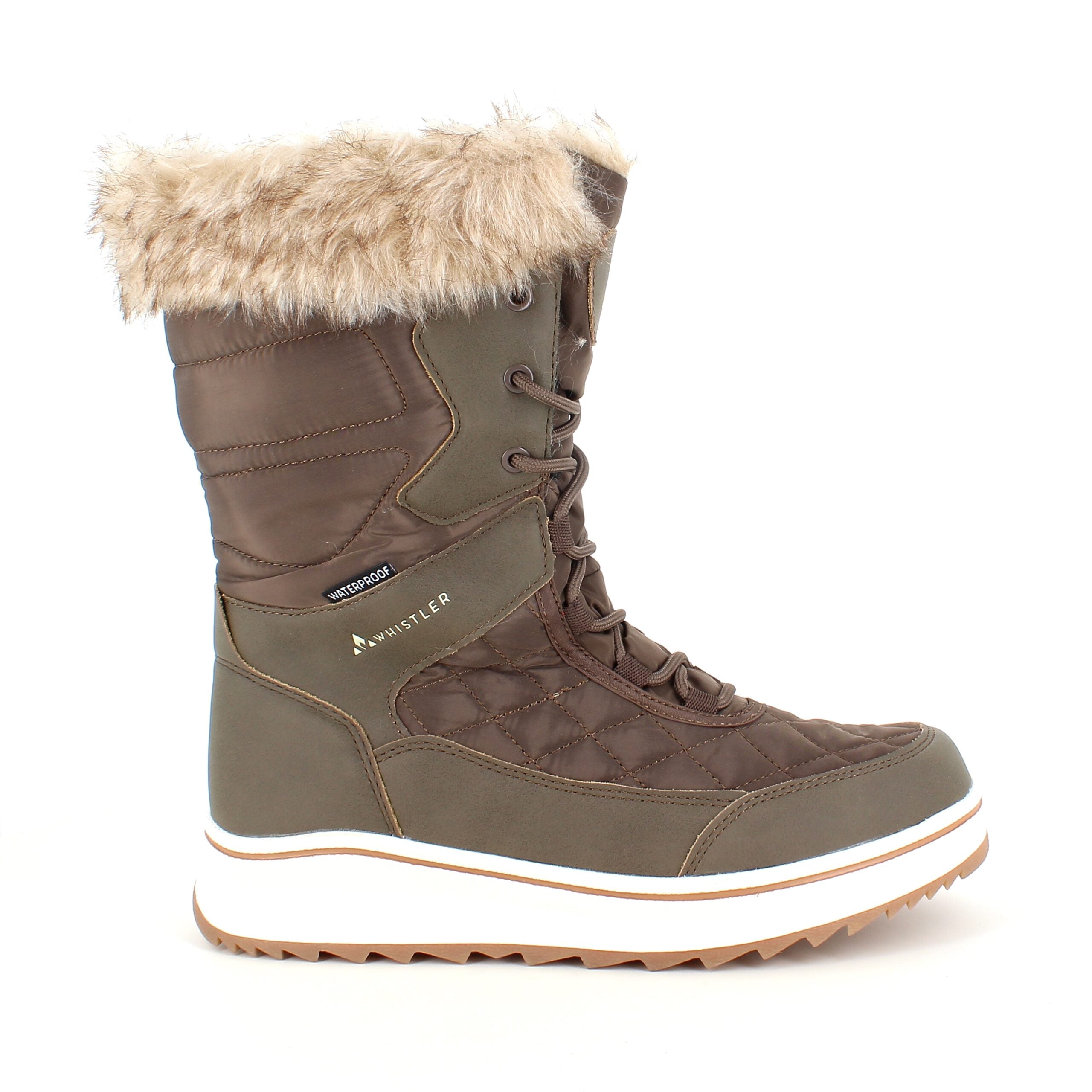 Brun vandtæt vinterstøvle fra Whistler med pels kant