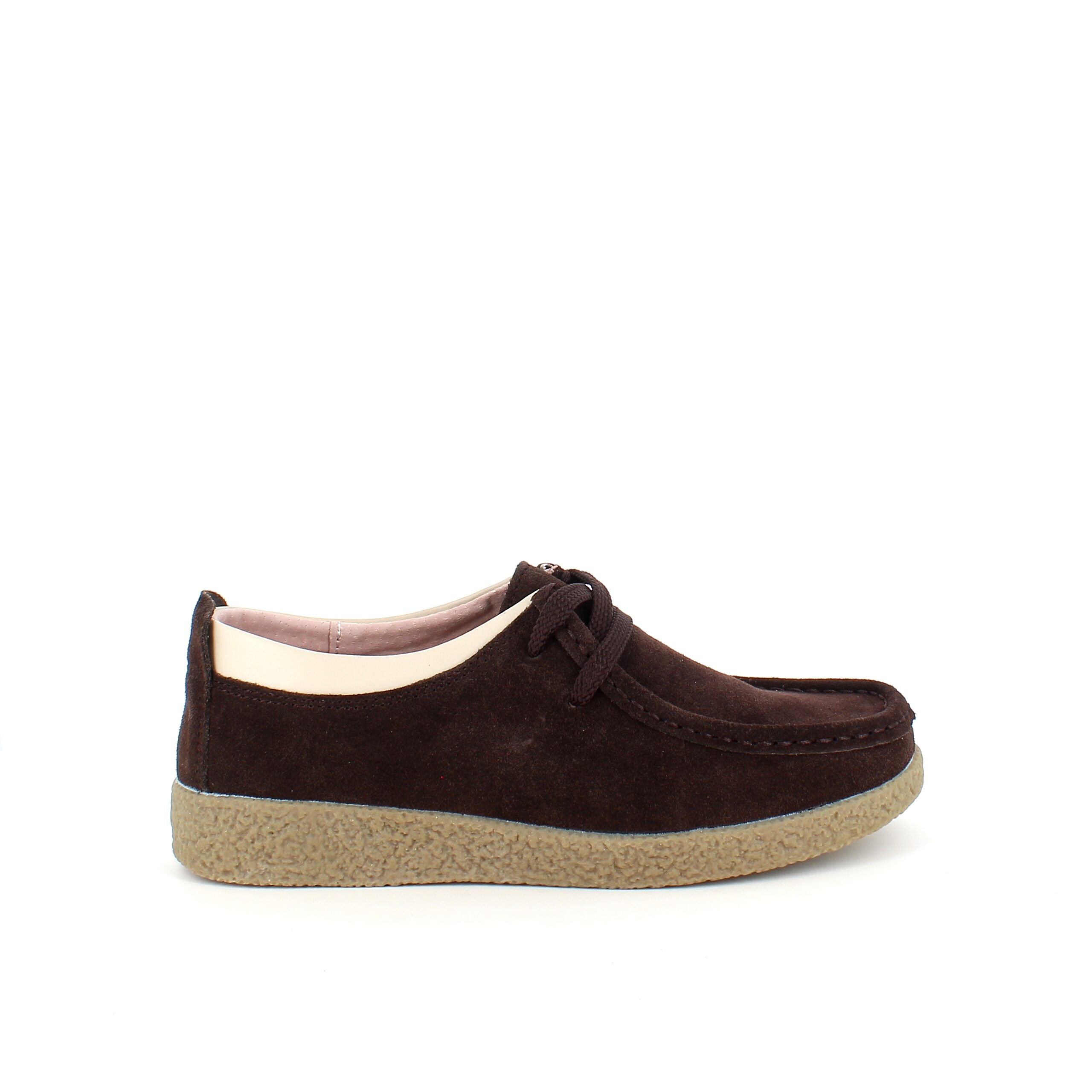 Brun ruskindssko med rågummisål