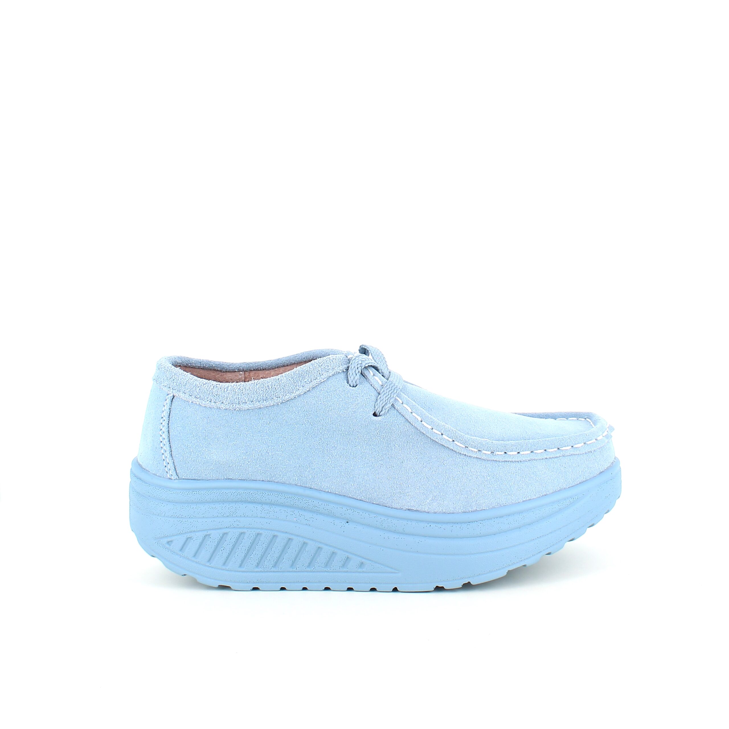 Lyseblå ruskindssko med gængesål og svangstøtte