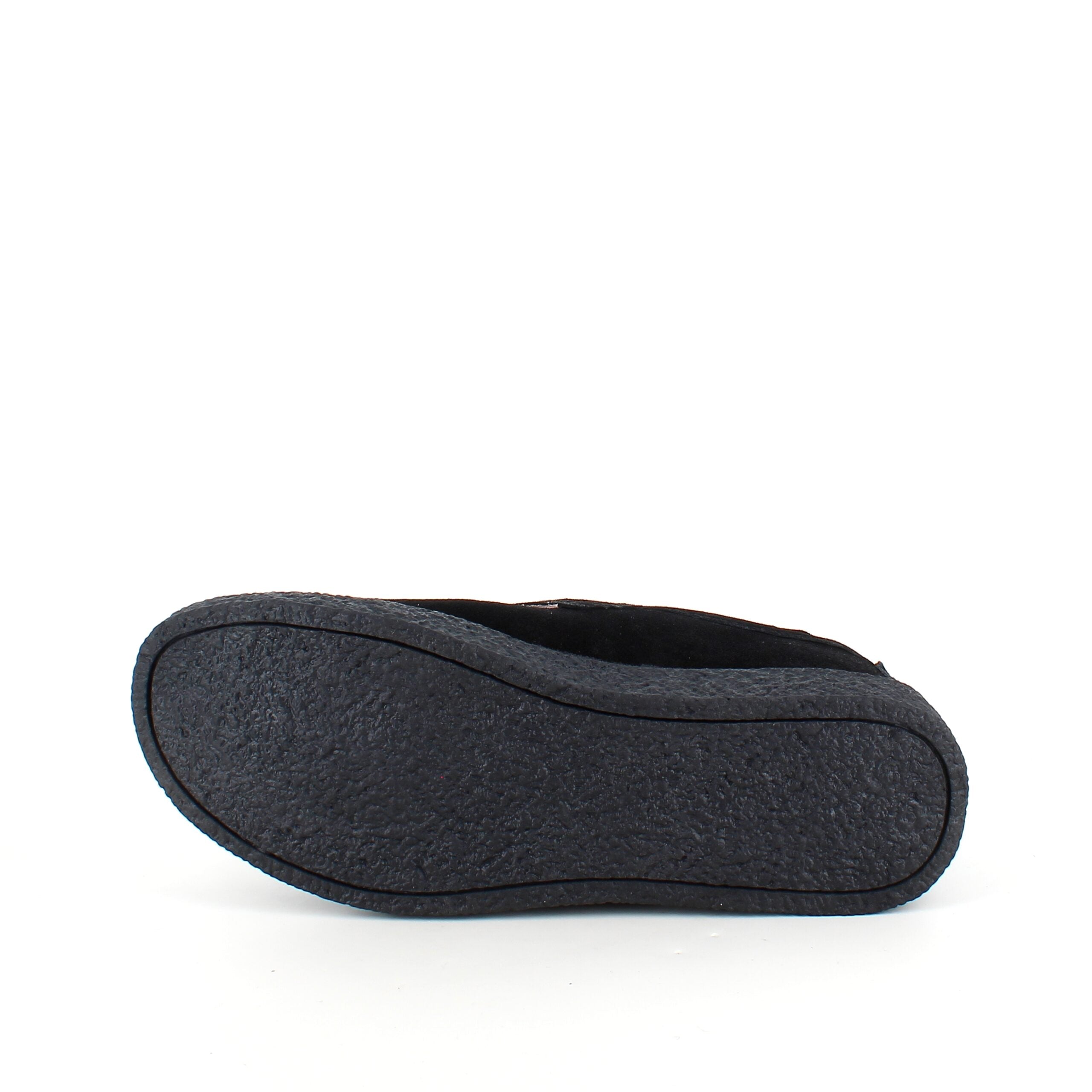 Sort ruskindssko med velcrolukning og gummisål