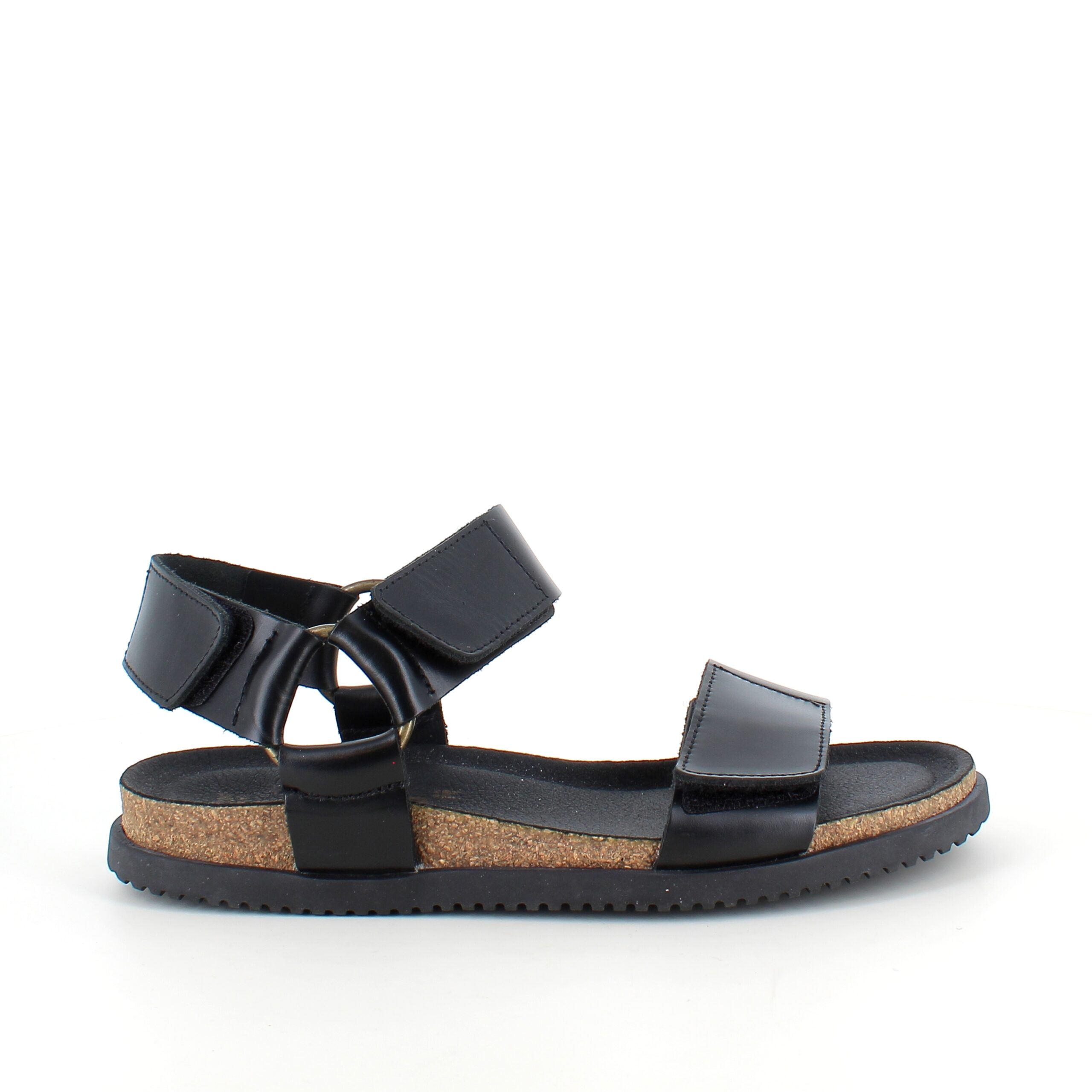 Sort Nature sandal i læder med tre justerbare remme