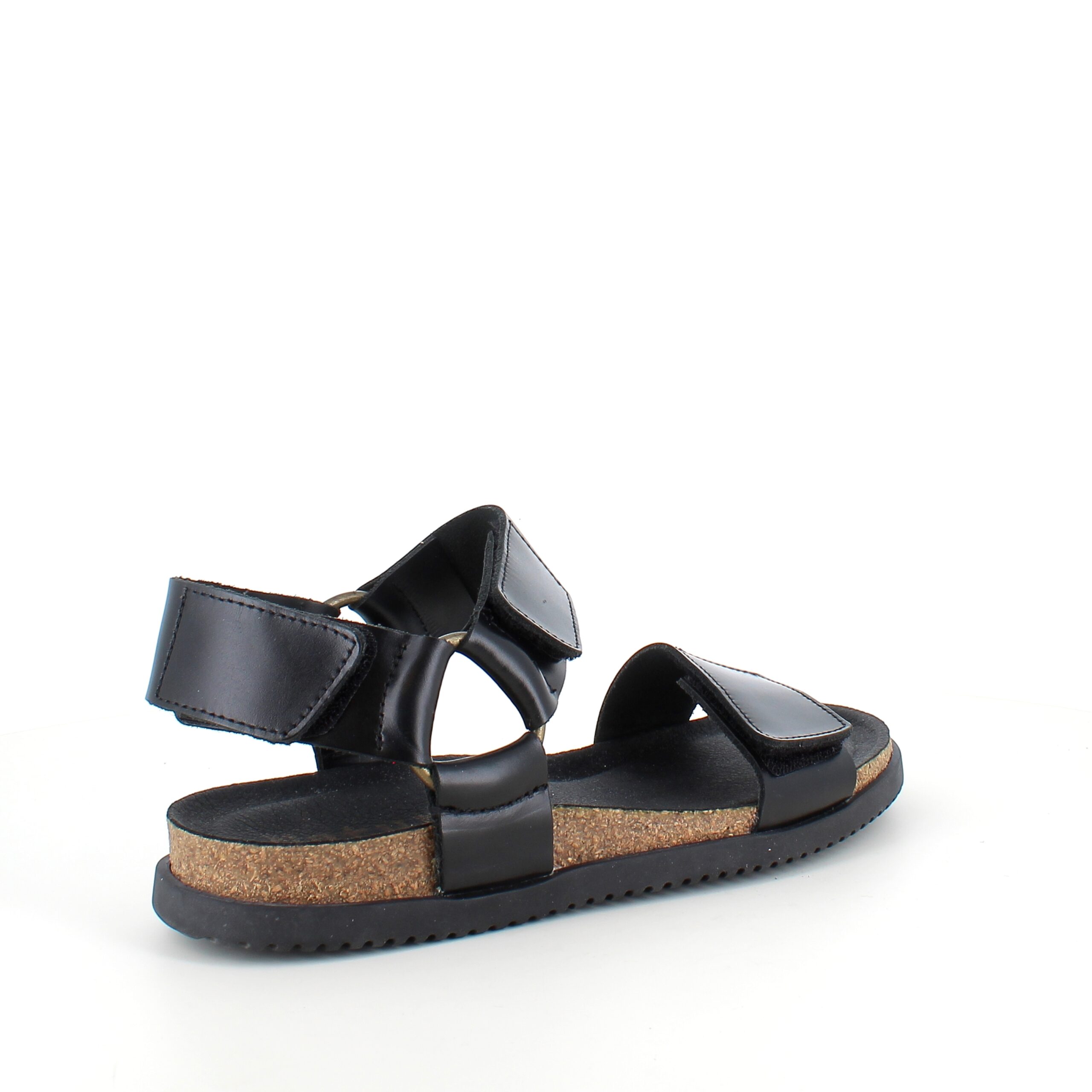 Sort Nature sandal i læder med tre justerbare remme