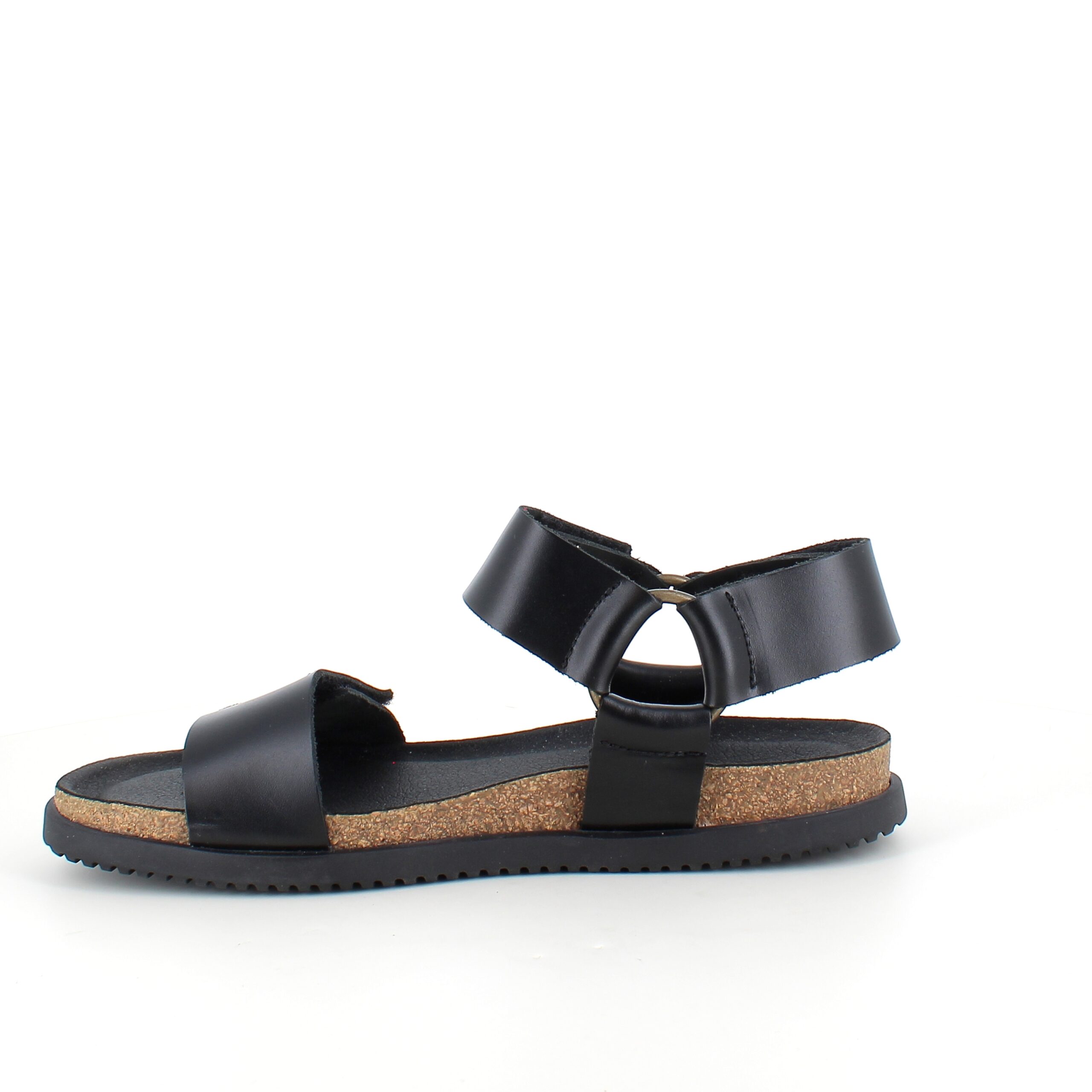 Sort Nature sandal i læder med tre justerbare remme