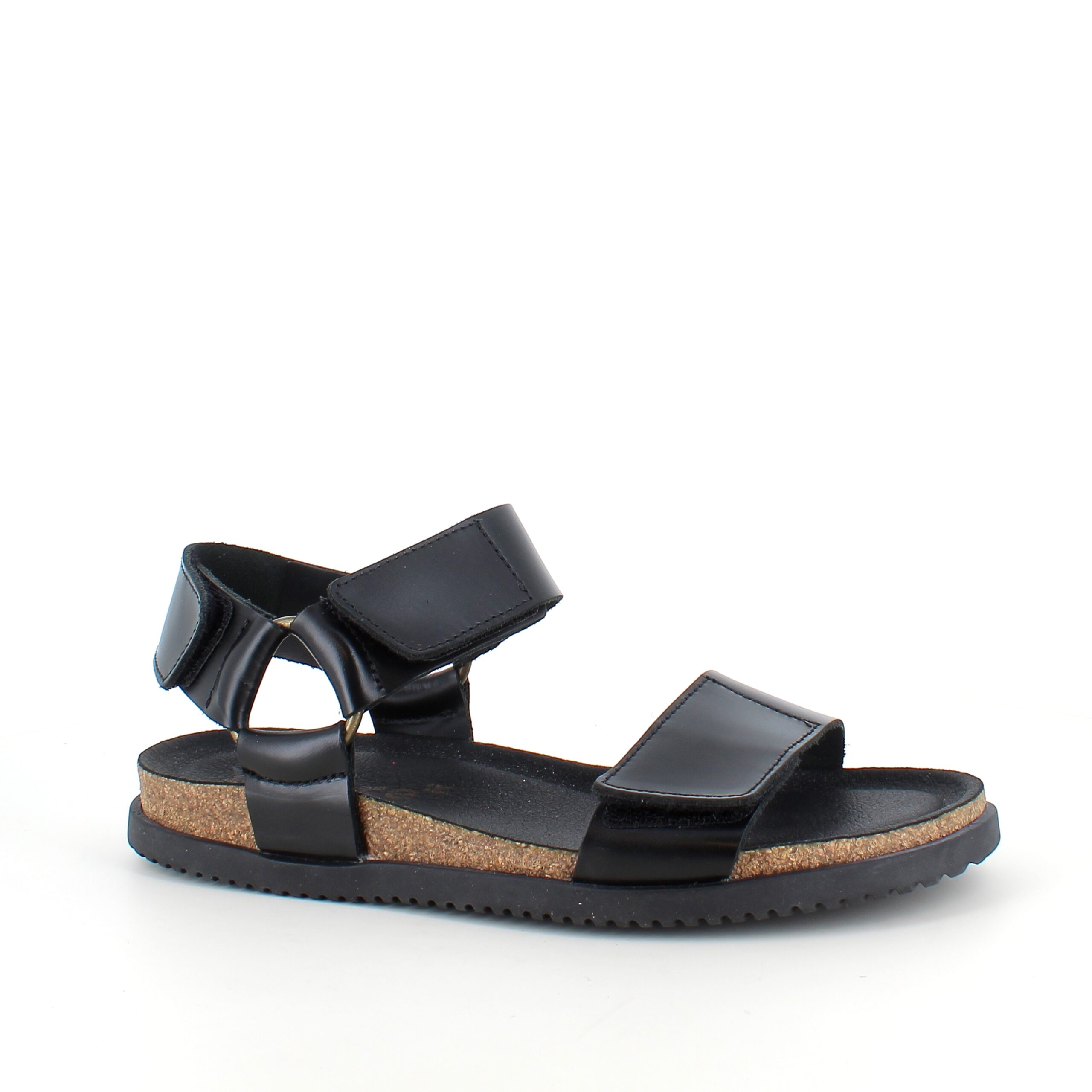 Sort Nature sandal i læder med tre justerbare remme