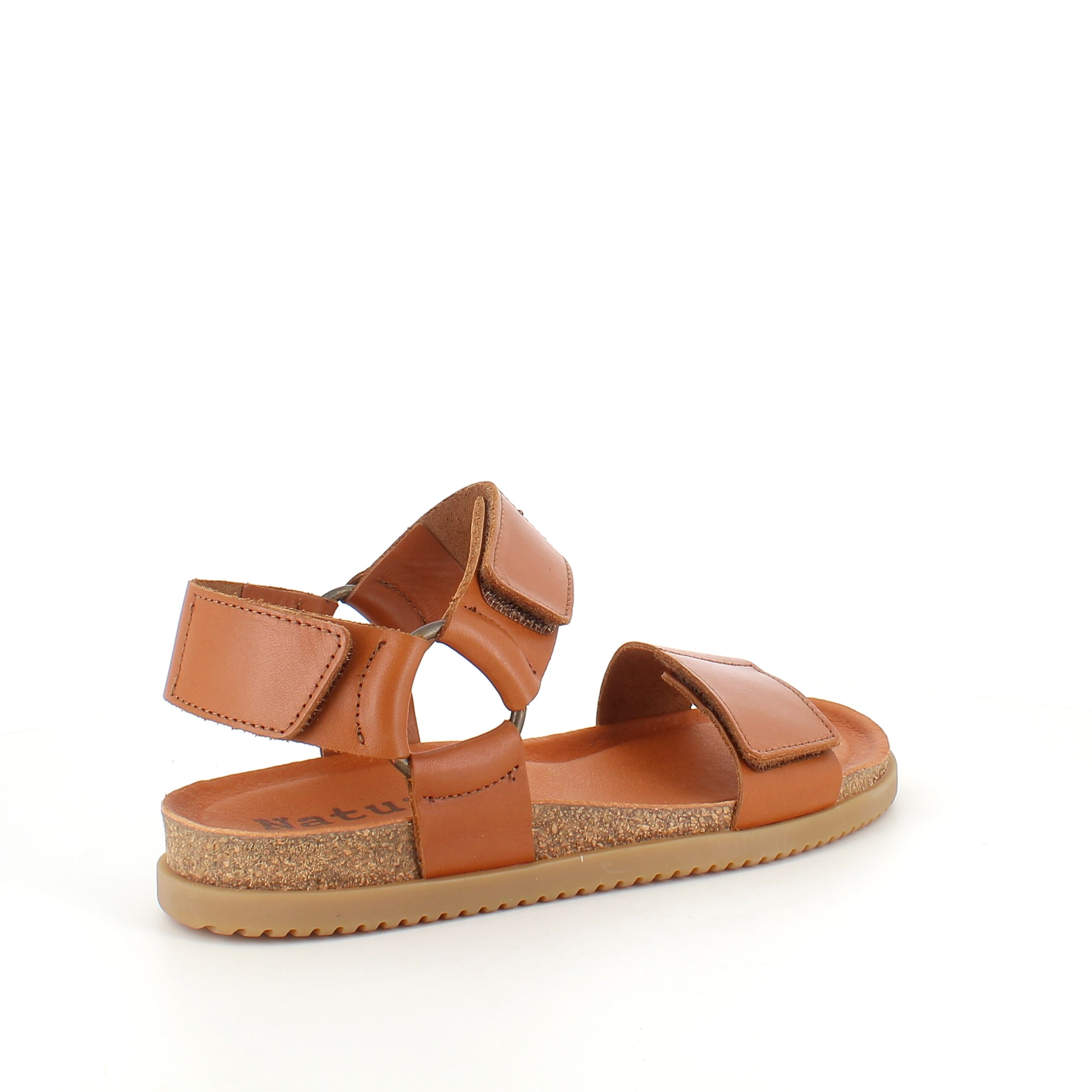 Brun Nature sandal i læder med tre justerbare remme.