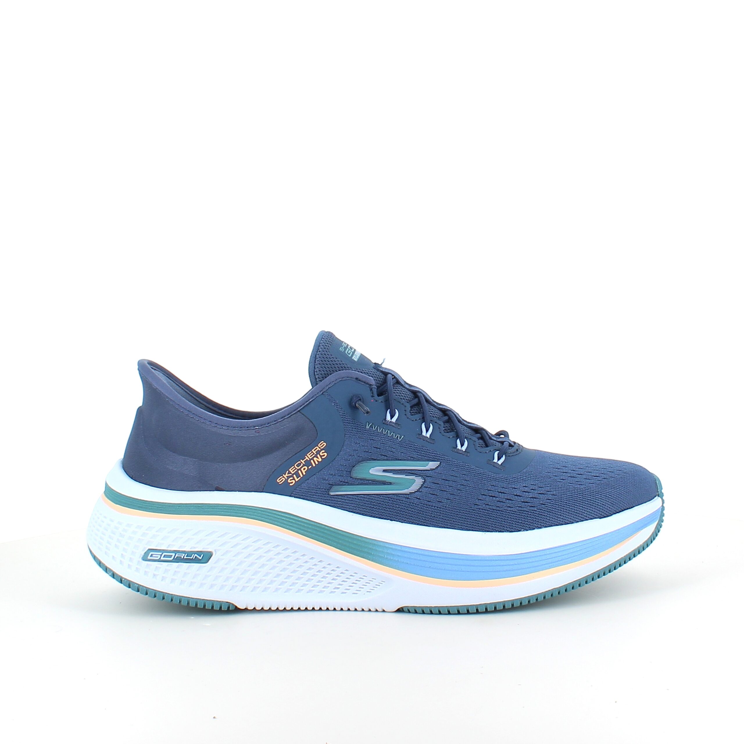 Blå slip-ins sko fra Skechers med elastiksnøre