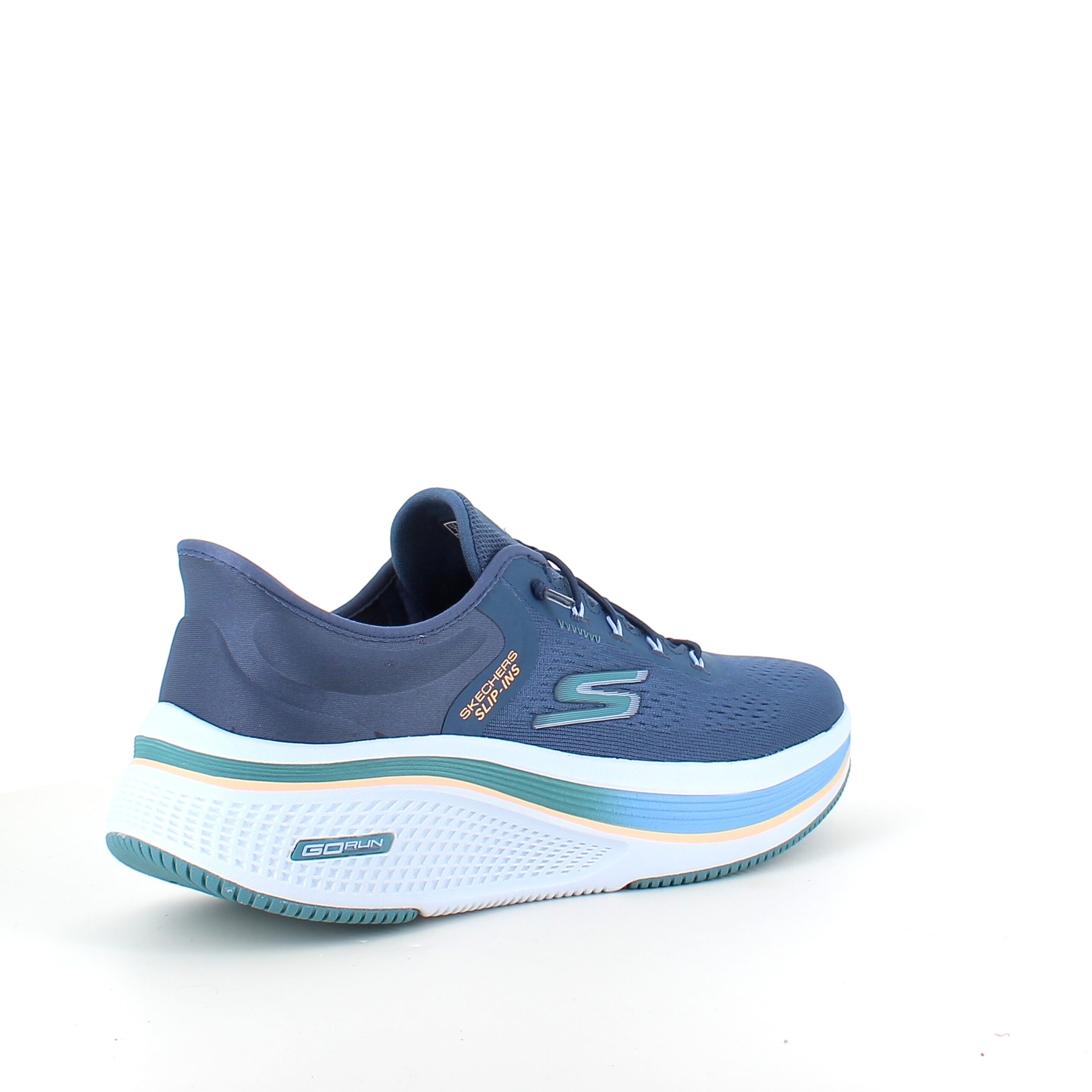 Blå slip-ins sko fra Skechers med elastiksnøre