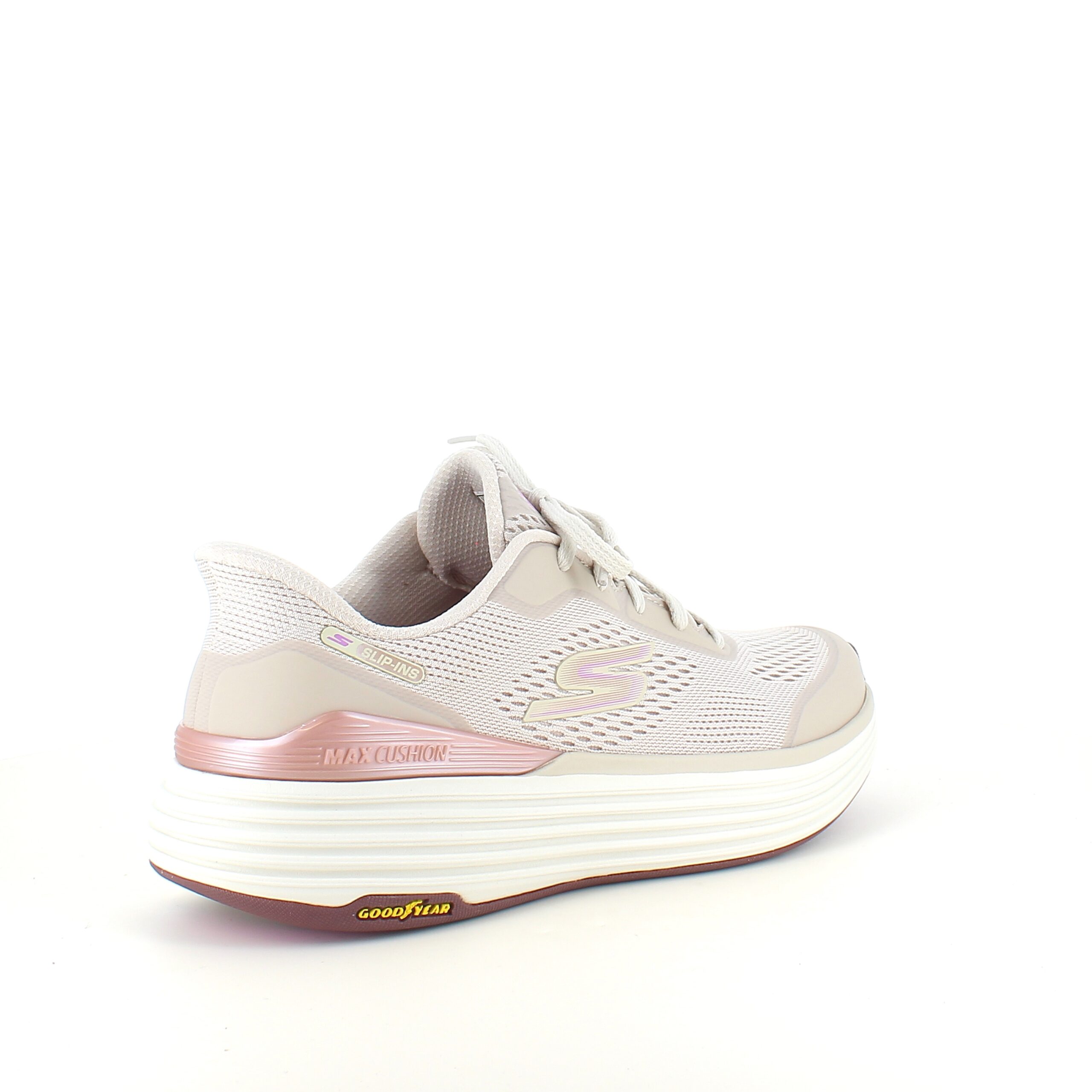 Beige Skechers slip-in med MaxChusion bund