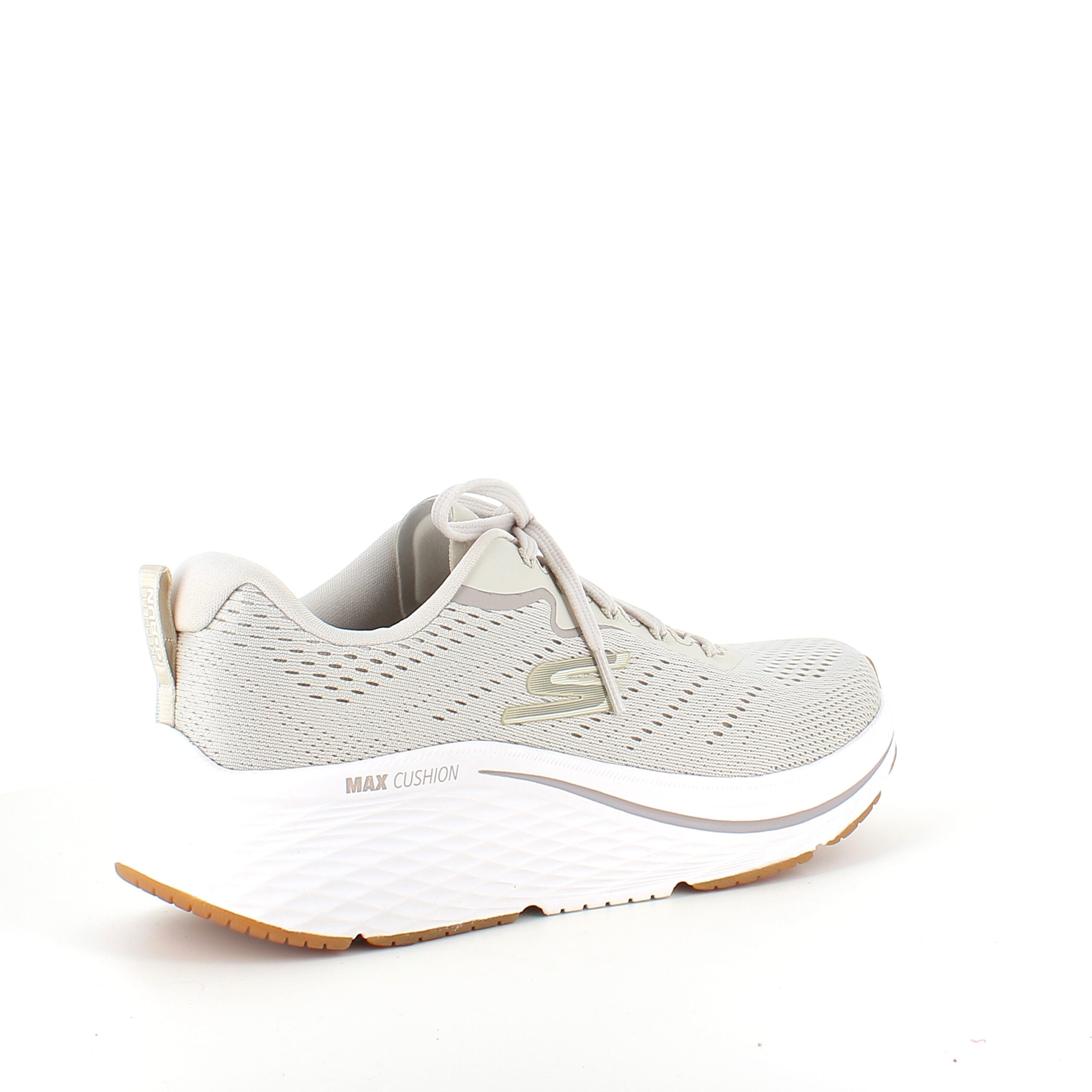 Beige Skechers Max Cushion sko – optimal støtte og uovertruffen komfort.