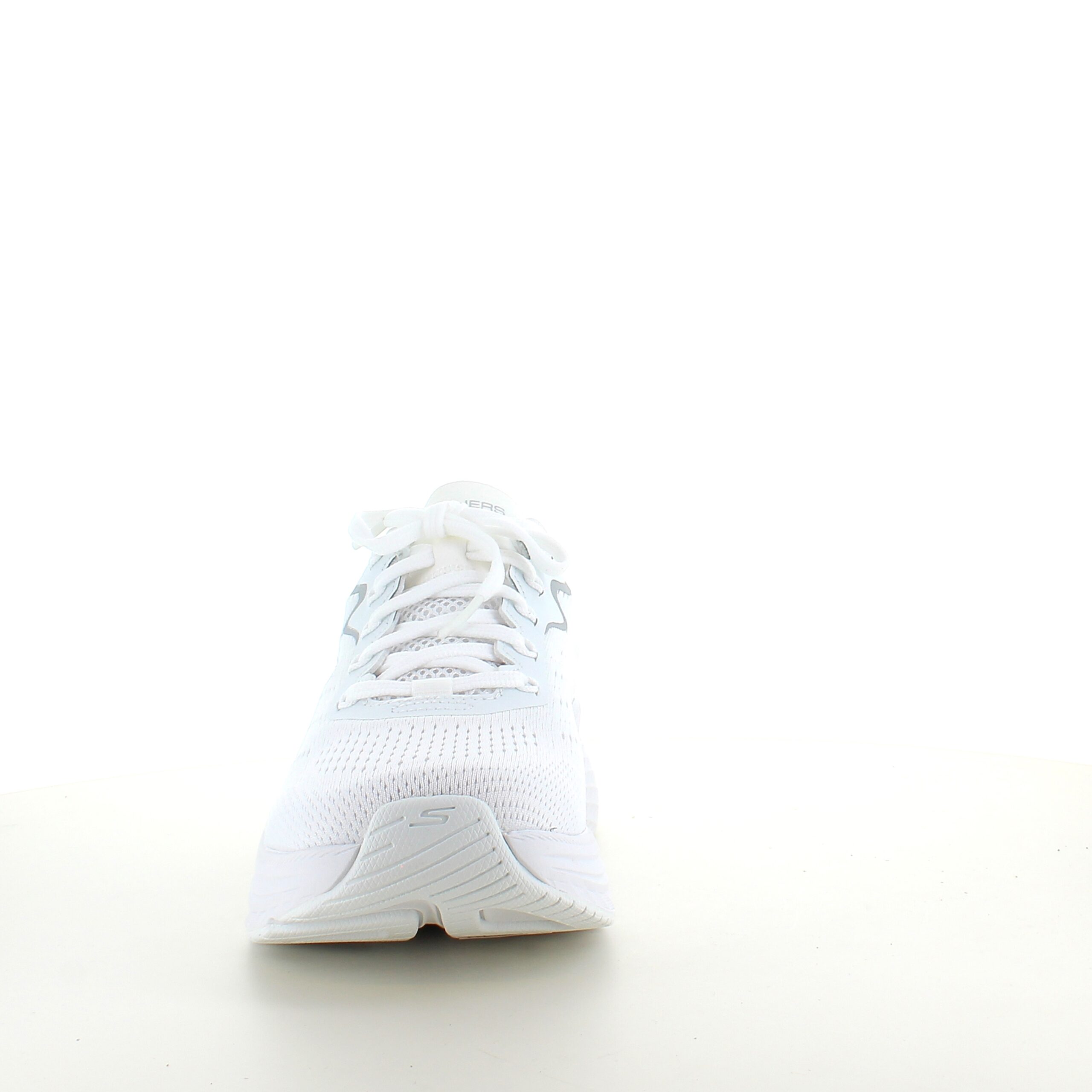 Hvid Skechers Max Cushion sko – optimal støtte og uovertruffen komfort.