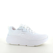 Hvid Skechers Max Cushion sko – optimal støtte og uovertruffen komfort.