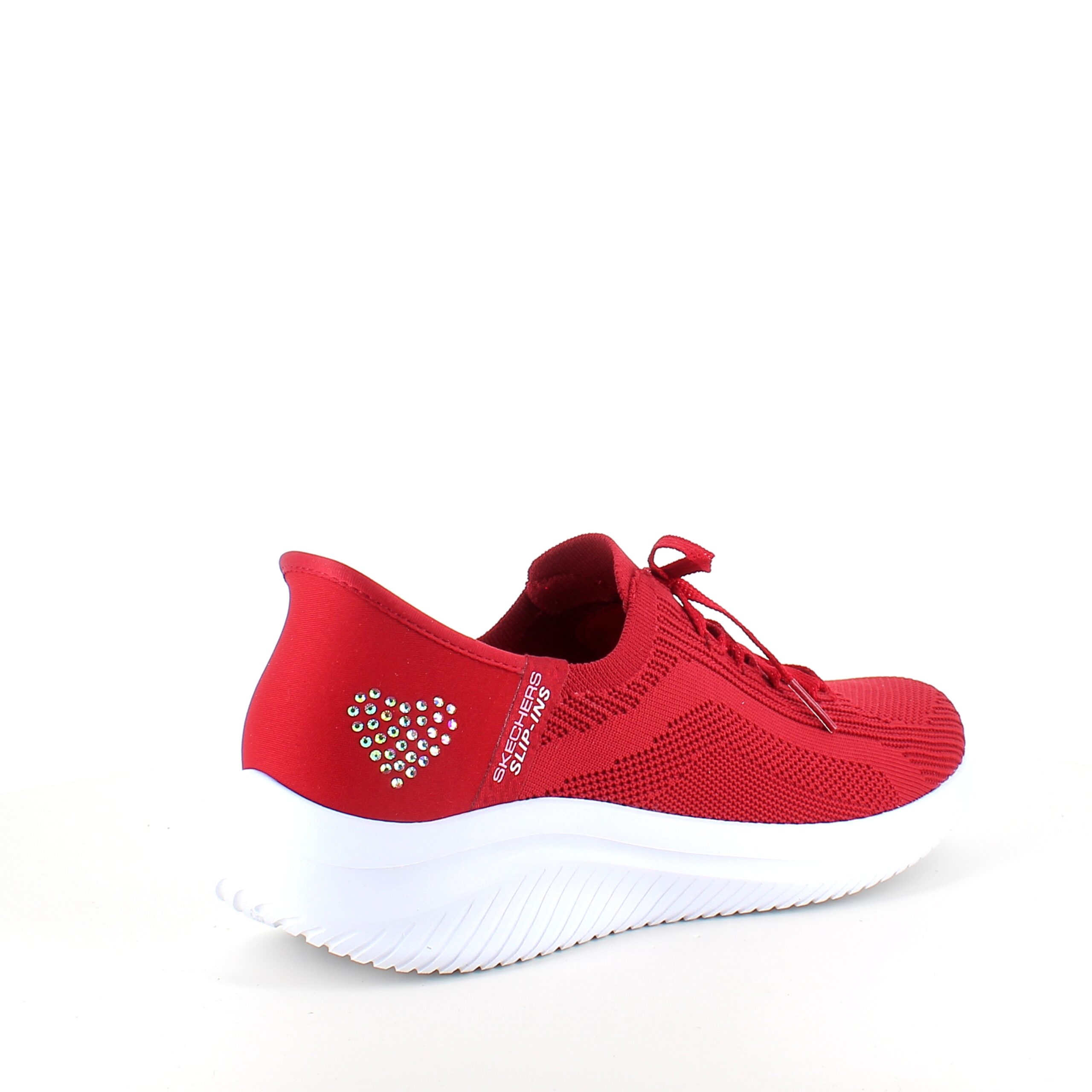 Rød Skechers Slip-ins med glimmer detaljer.