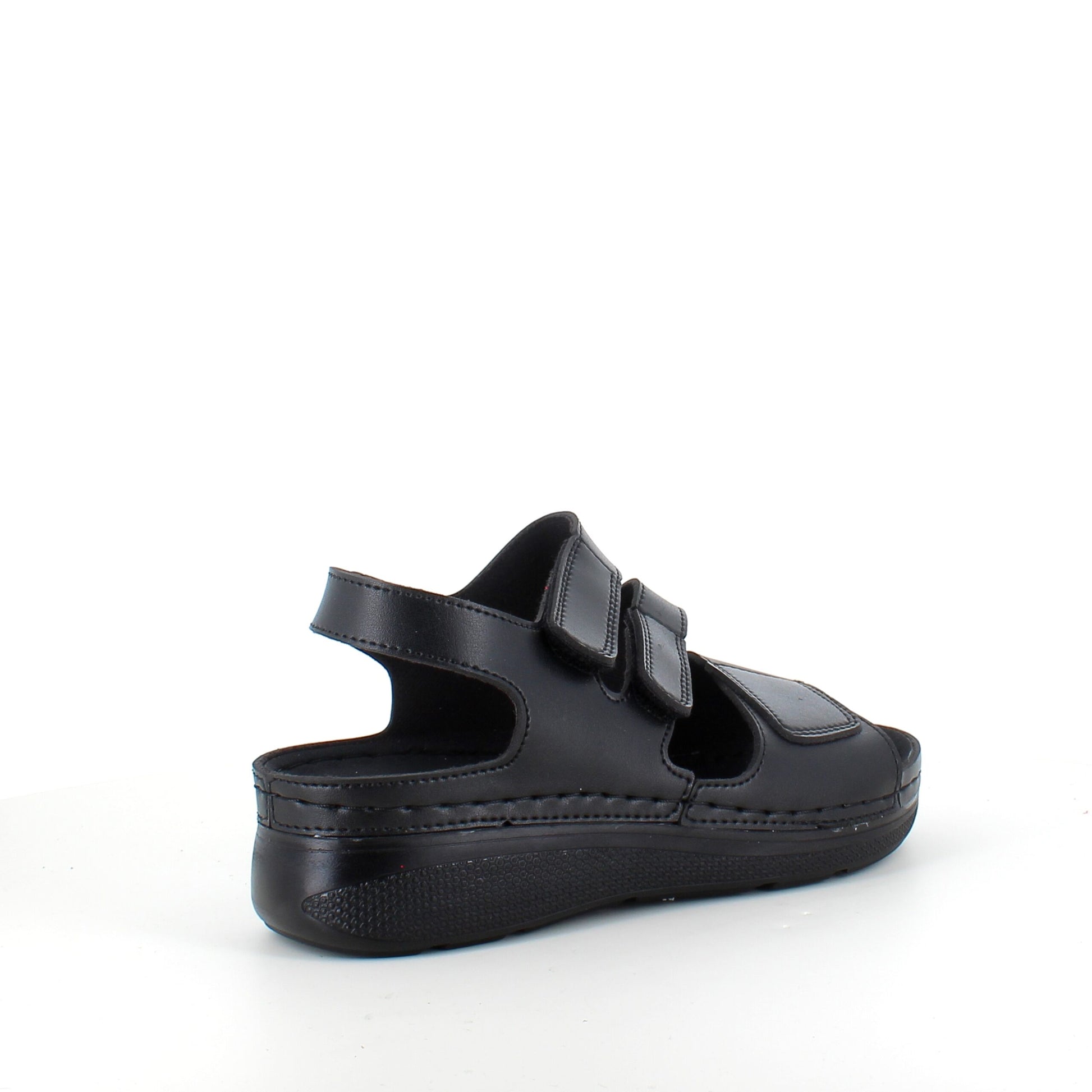 Sort sandal med tre justerbare remme