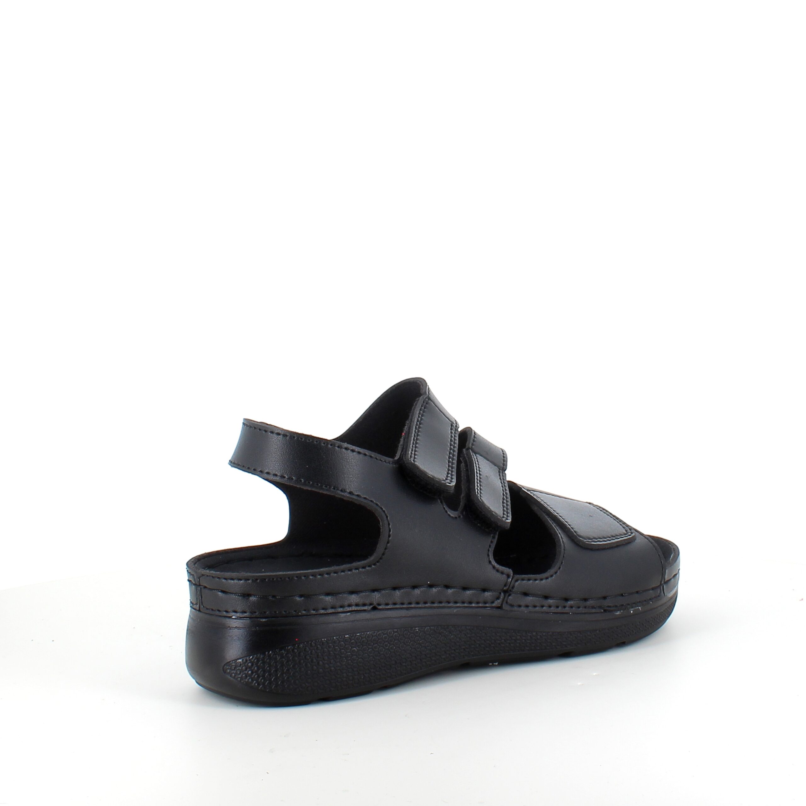 Sort sandal med tre justerbare remme
