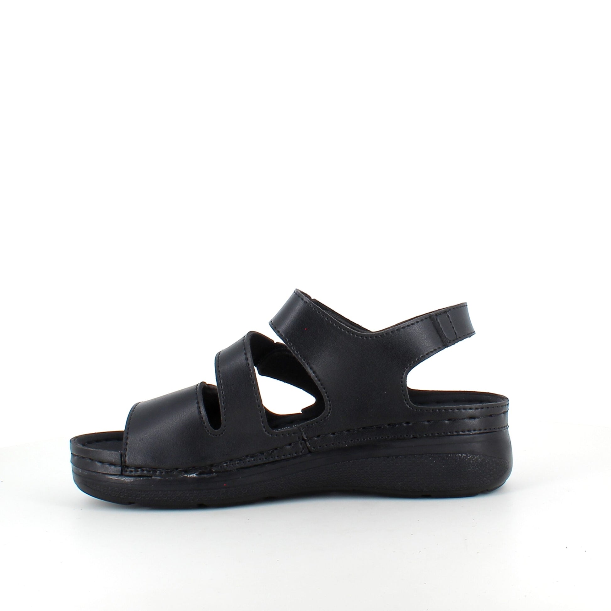 Sort sandal med tre justerbare remme