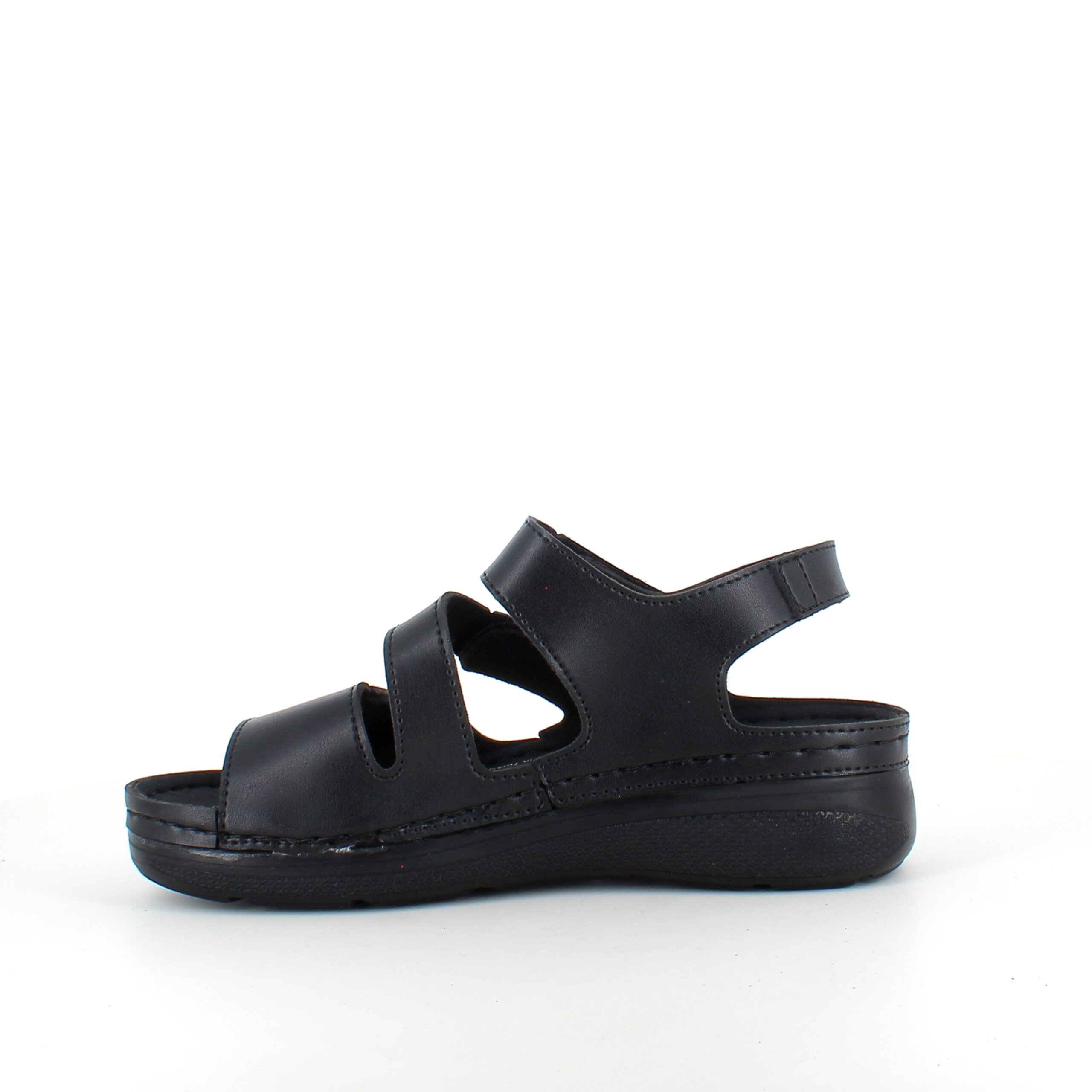Sort sandal med tre justerbare remme