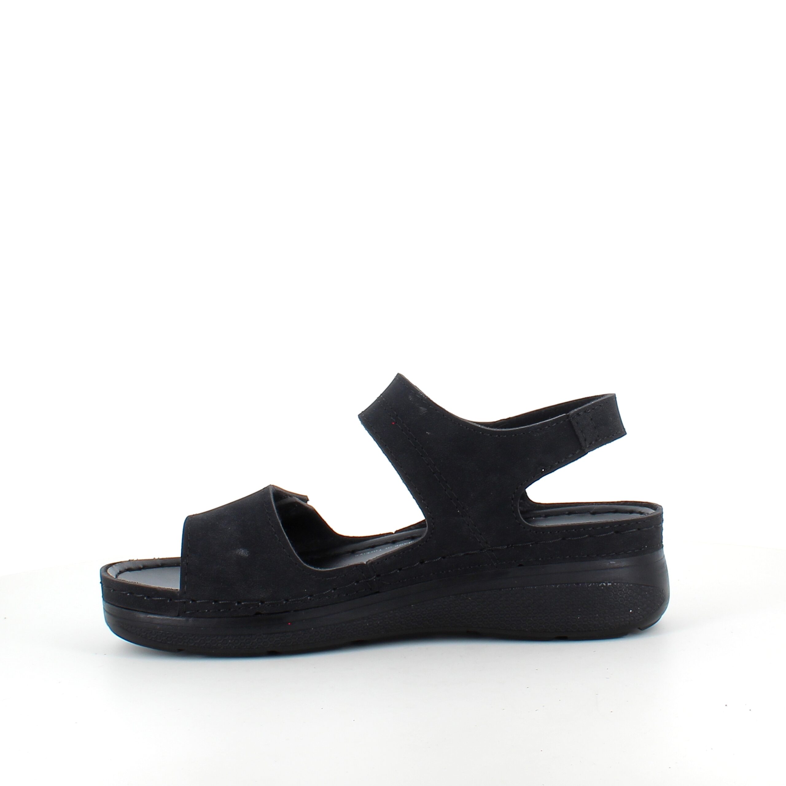 Sort sandal med to justerbare remme