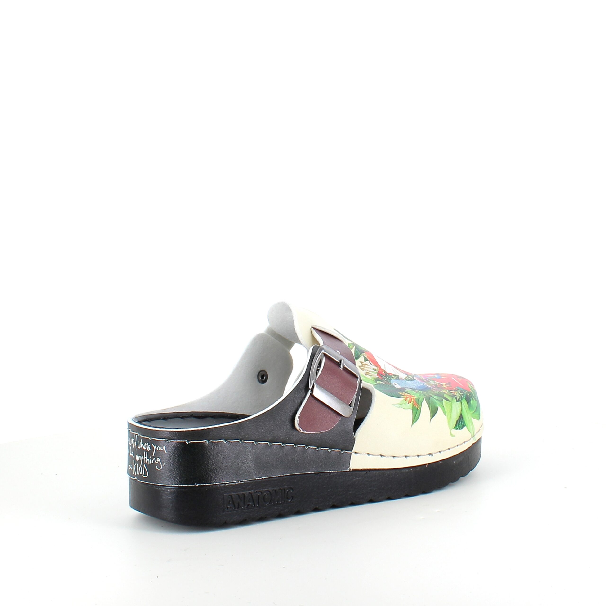 Træsko med papegøjeprint