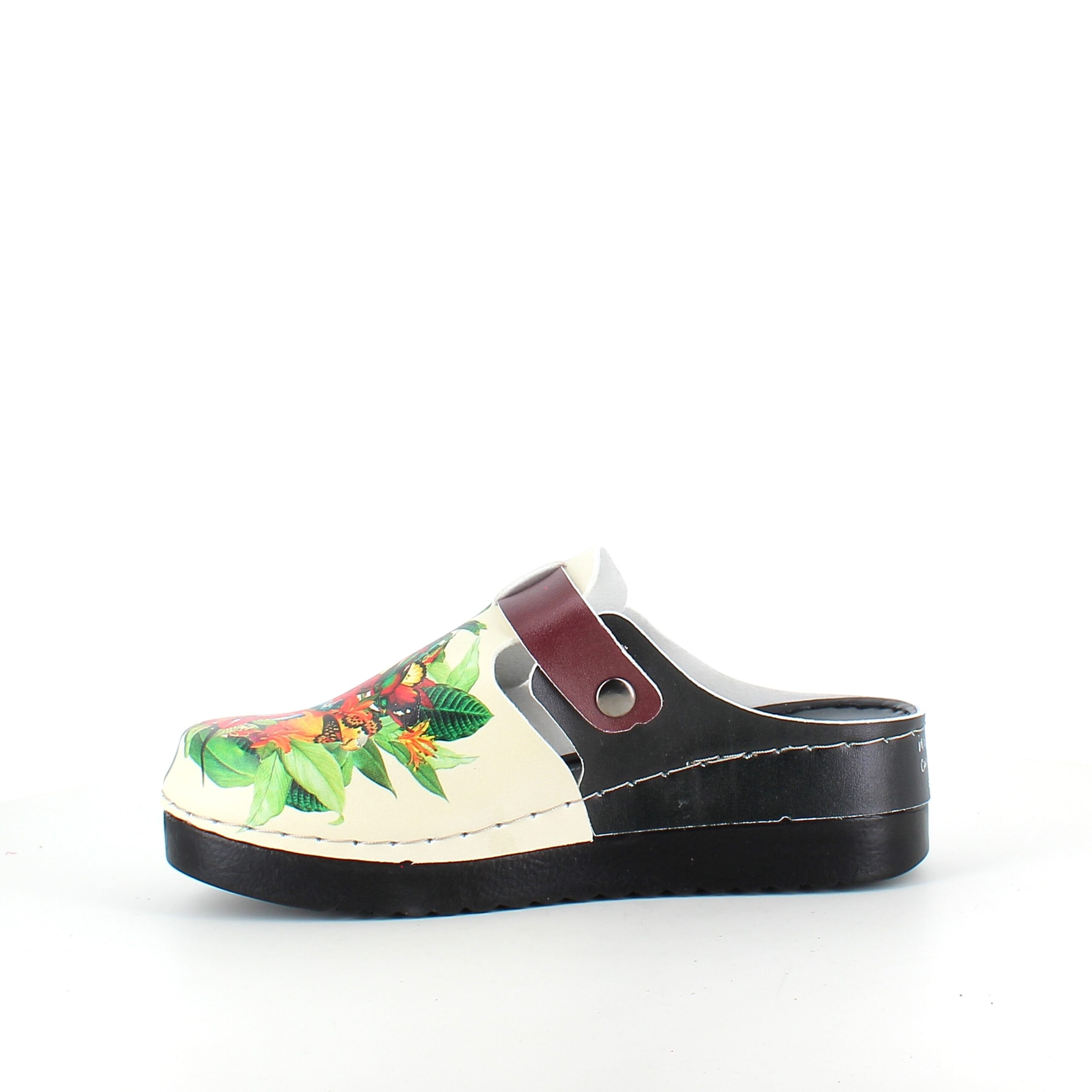 Træsko med papegøjeprint