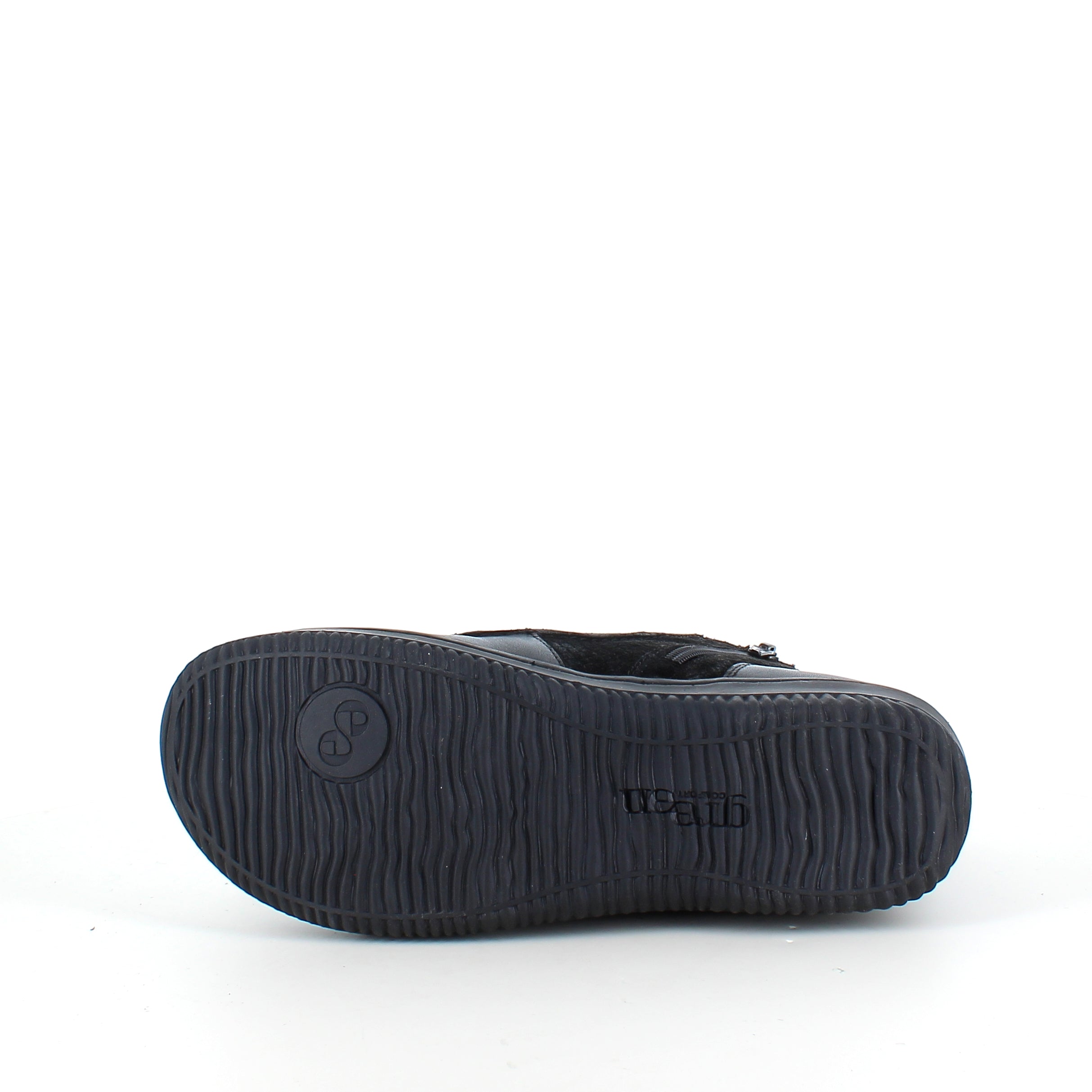 Green Comfort kort læderstøvle i sort med uldfoer