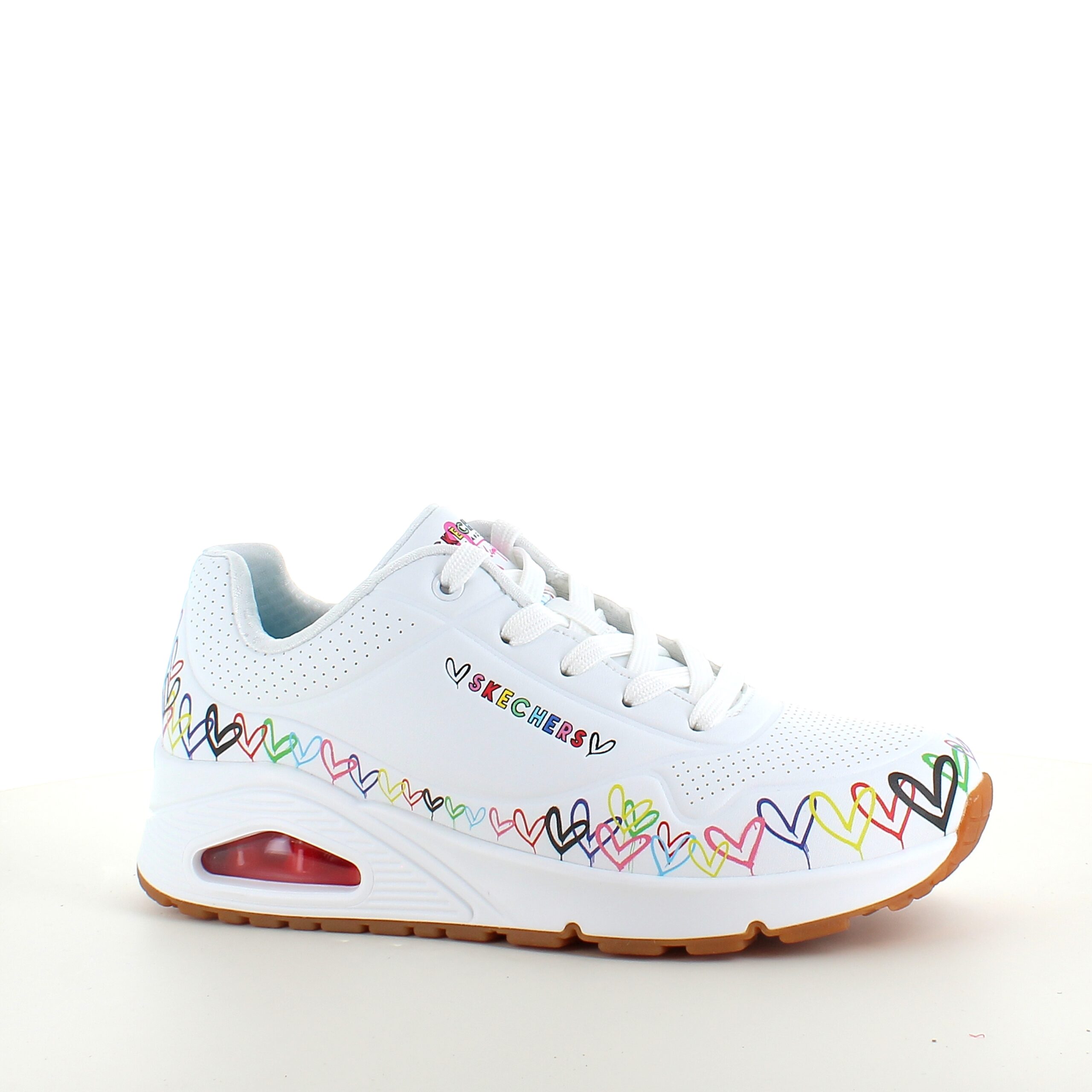 Hvide Skechers sko med flotte hjertedetaljer