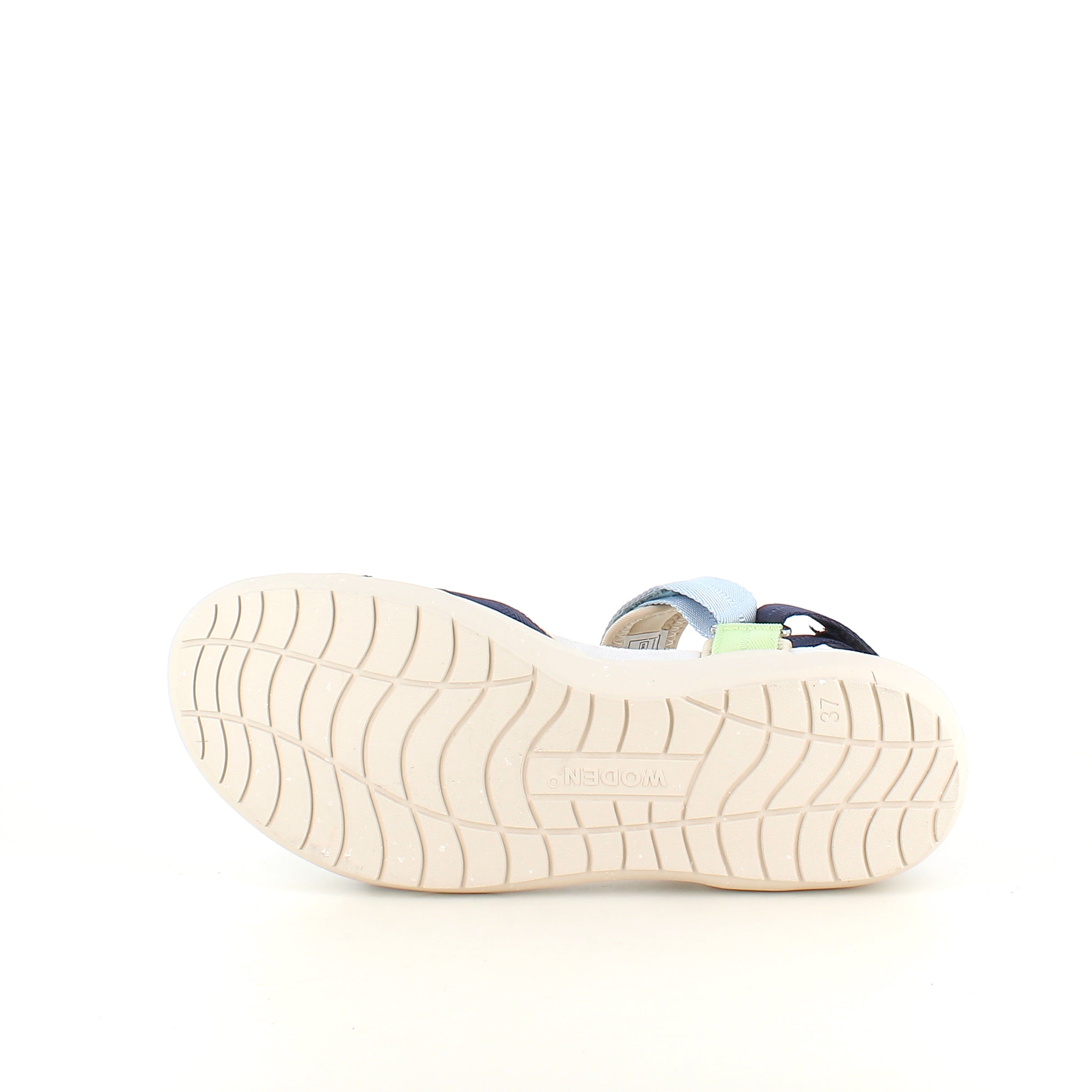 Woden sandal Moonstone Multi – Let & støttende i blå, grønne & beige nuancer