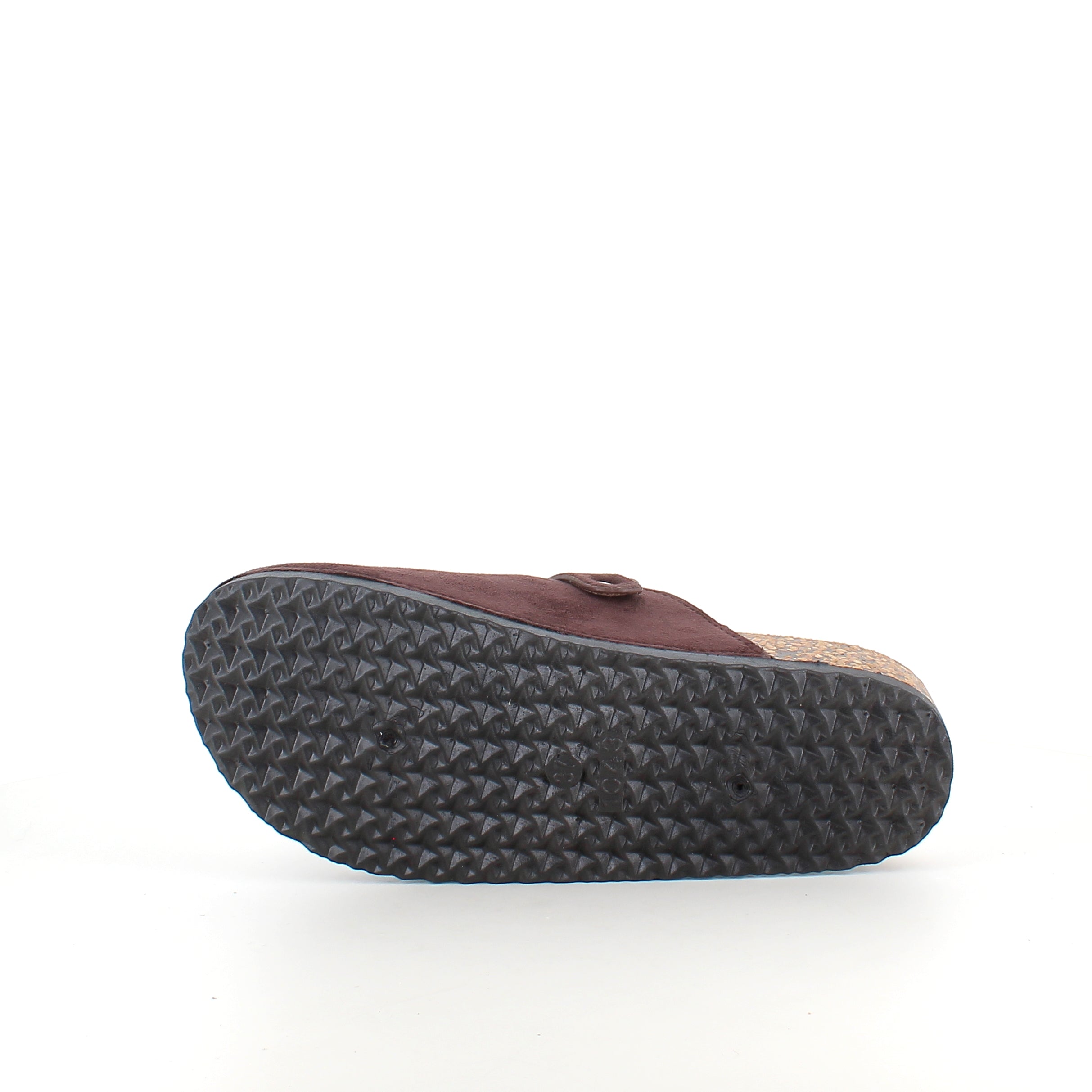 Mørkebrun slip on sandal i tekstil – klassisk model med justerbart spænde