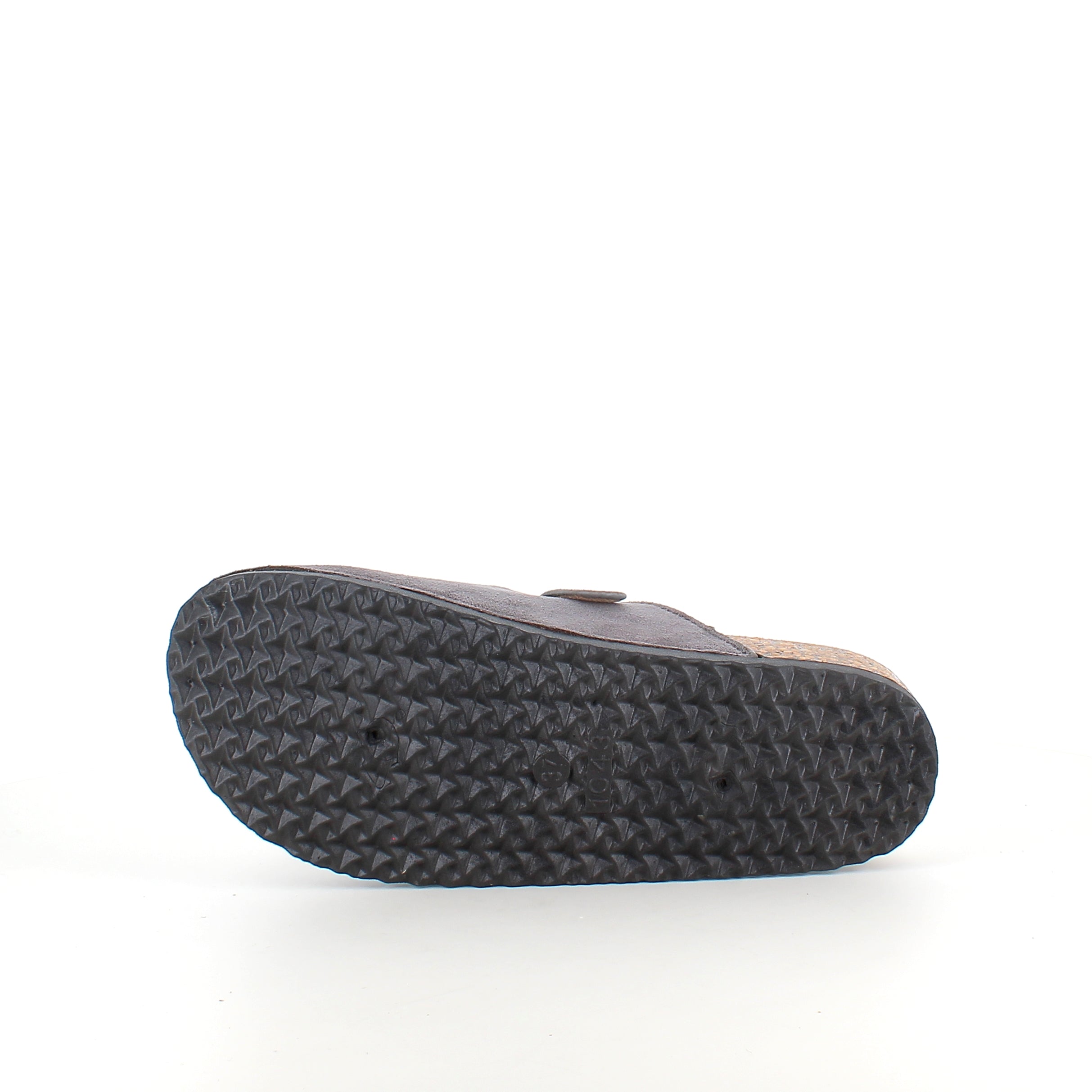 Grå slip on sandal i tekstil – enkel & stilren model