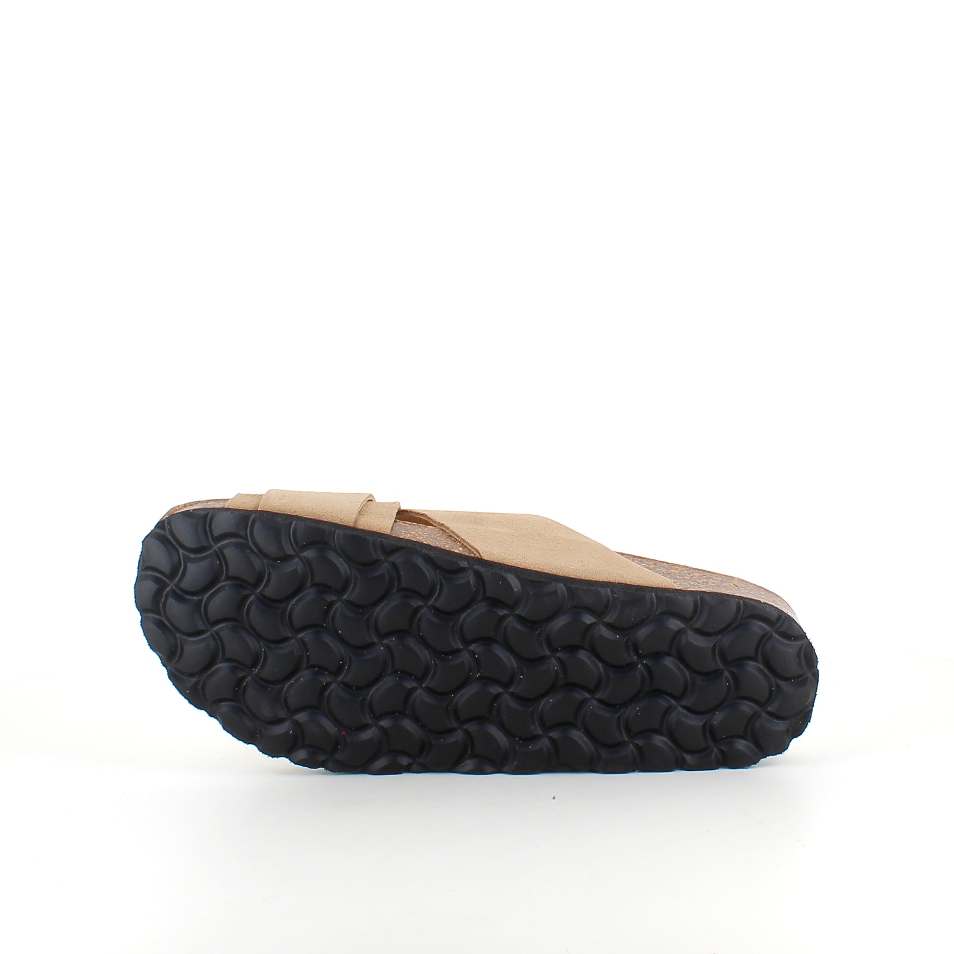 Lys brun slip on sandal i skind med dobbelt rem – komfort & støtte fra Sygeplejebutikken