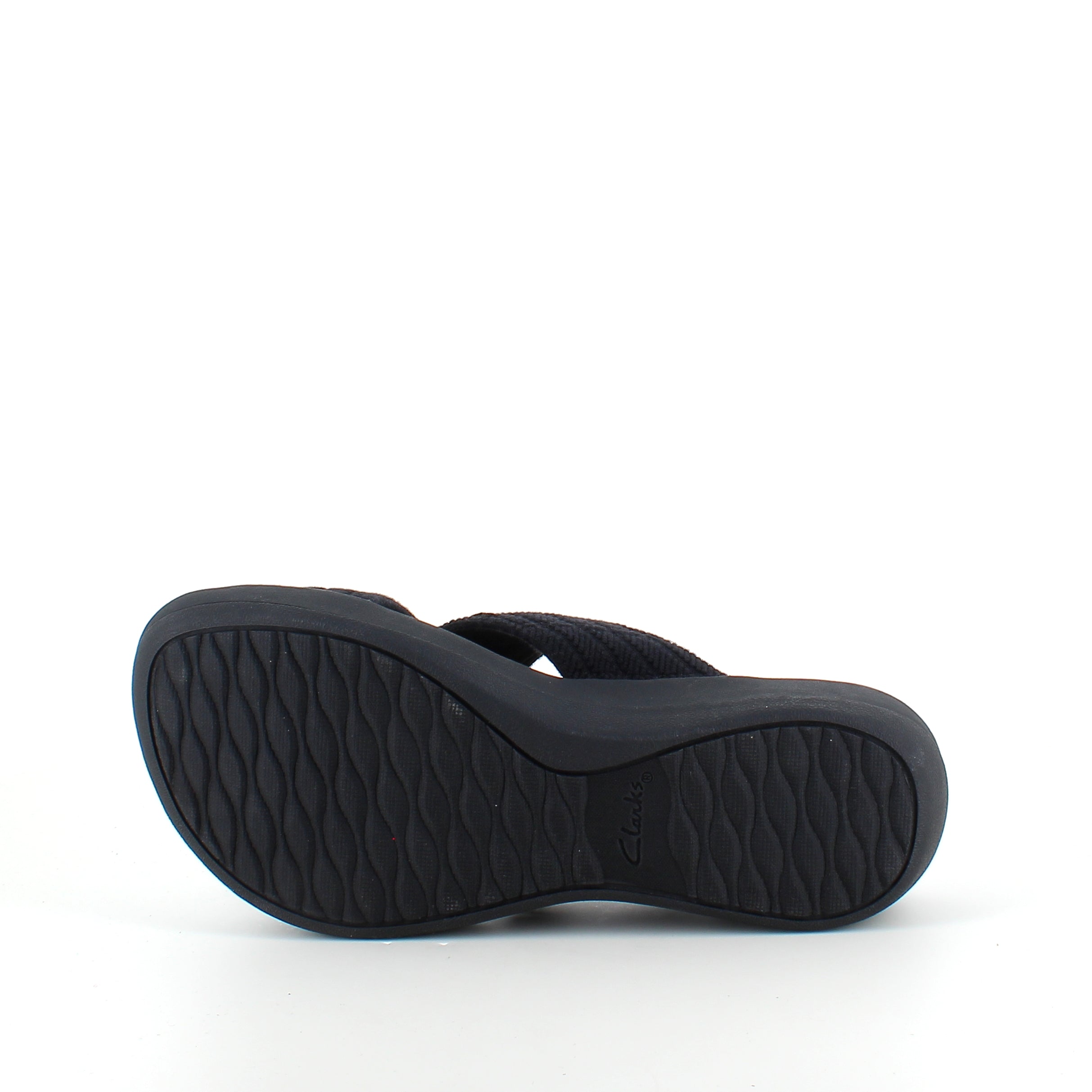 Clarks Wave D slip on sandal i sort – blød komfort & stabil støtte