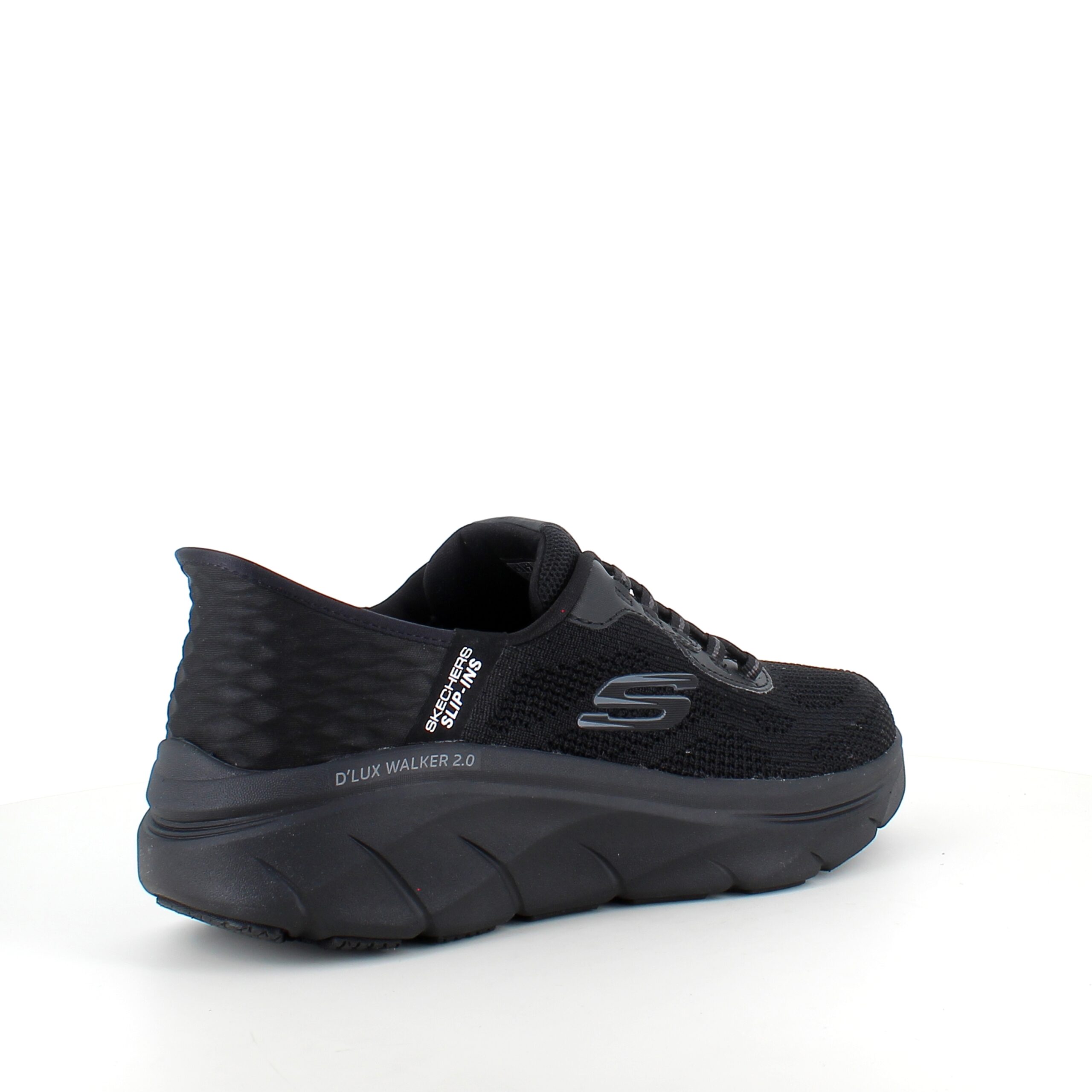 Sort Skechers Slip-ins med strikket overdel og elastiksnøre
